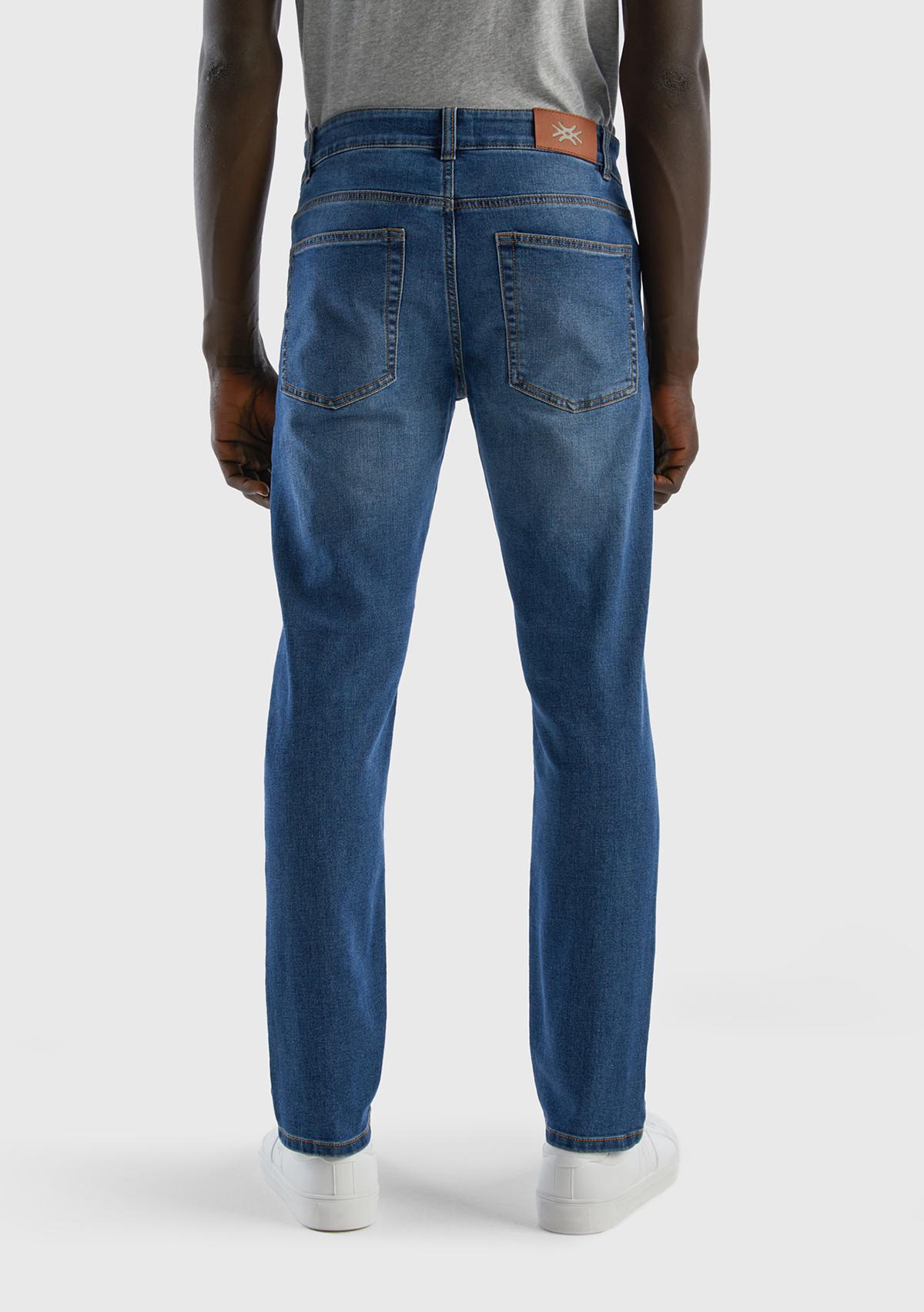 Erkek Koyu Mavi  Slim Fit Jean Pantolon