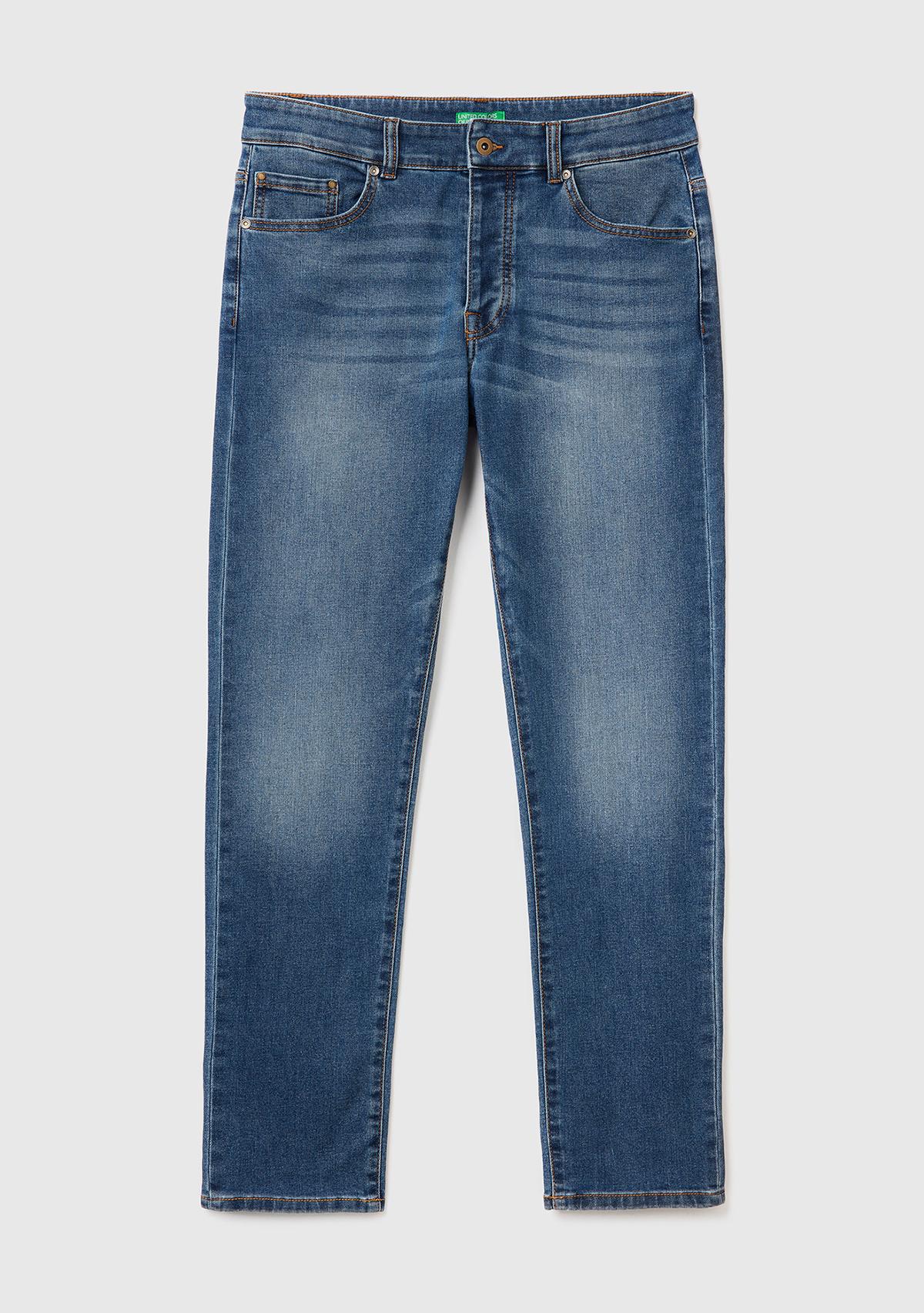 Erkek Koyu Mavi  Slim Fit Jean Pantolon