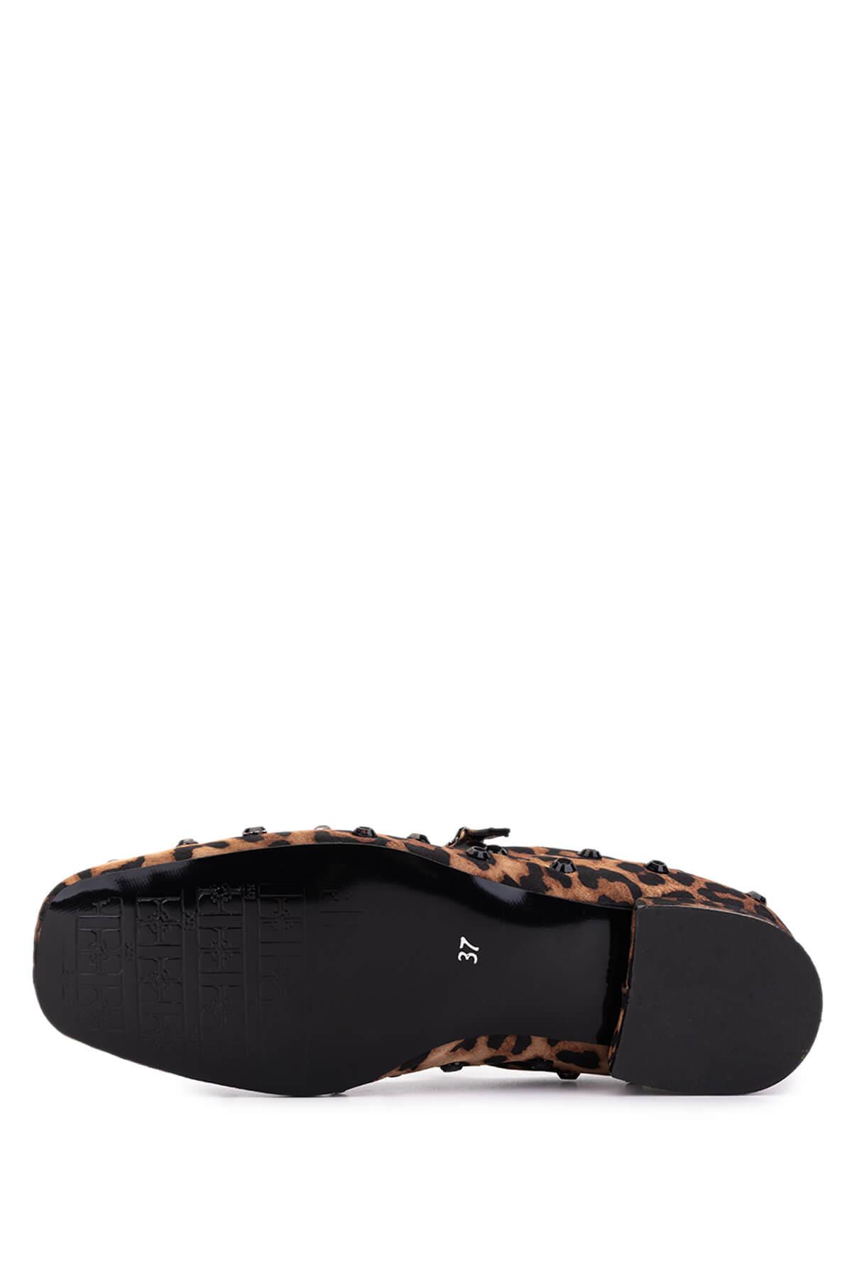 Tamer Tanca Kadın Hakiki Deri Leopar Babet Ayakkabı