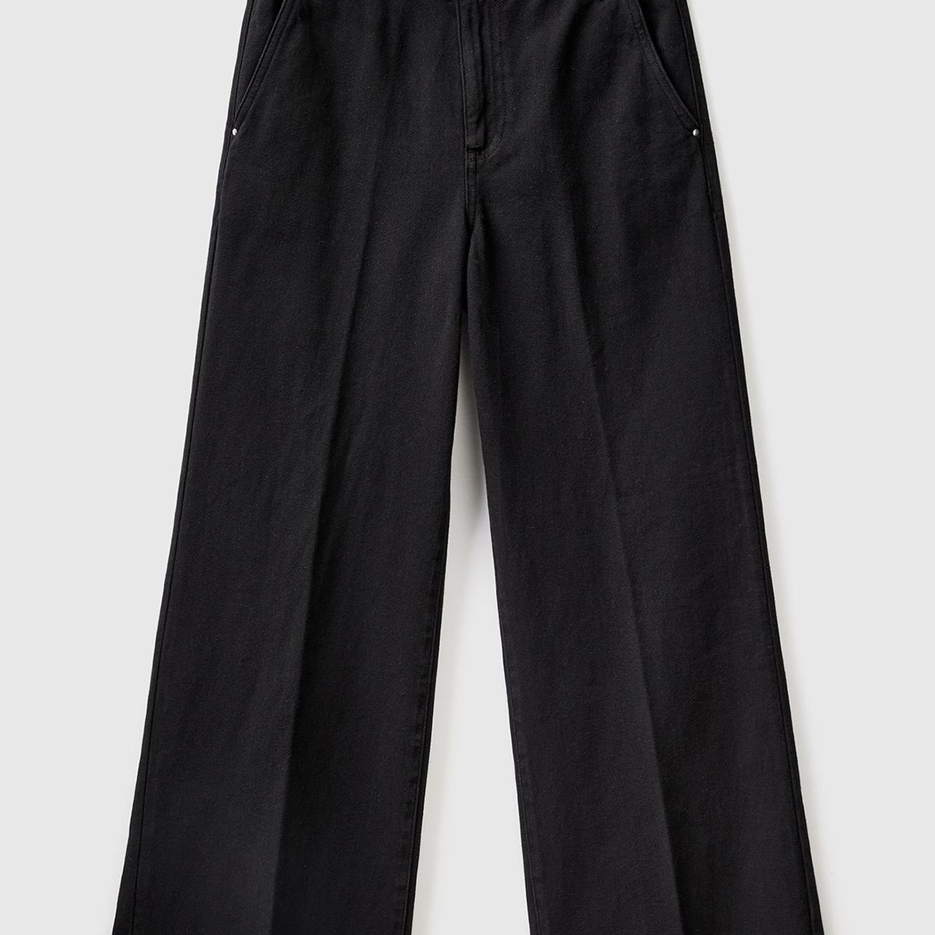 Kadın Siyah Beli Lastikli Geniş Paça Denim Pantolon