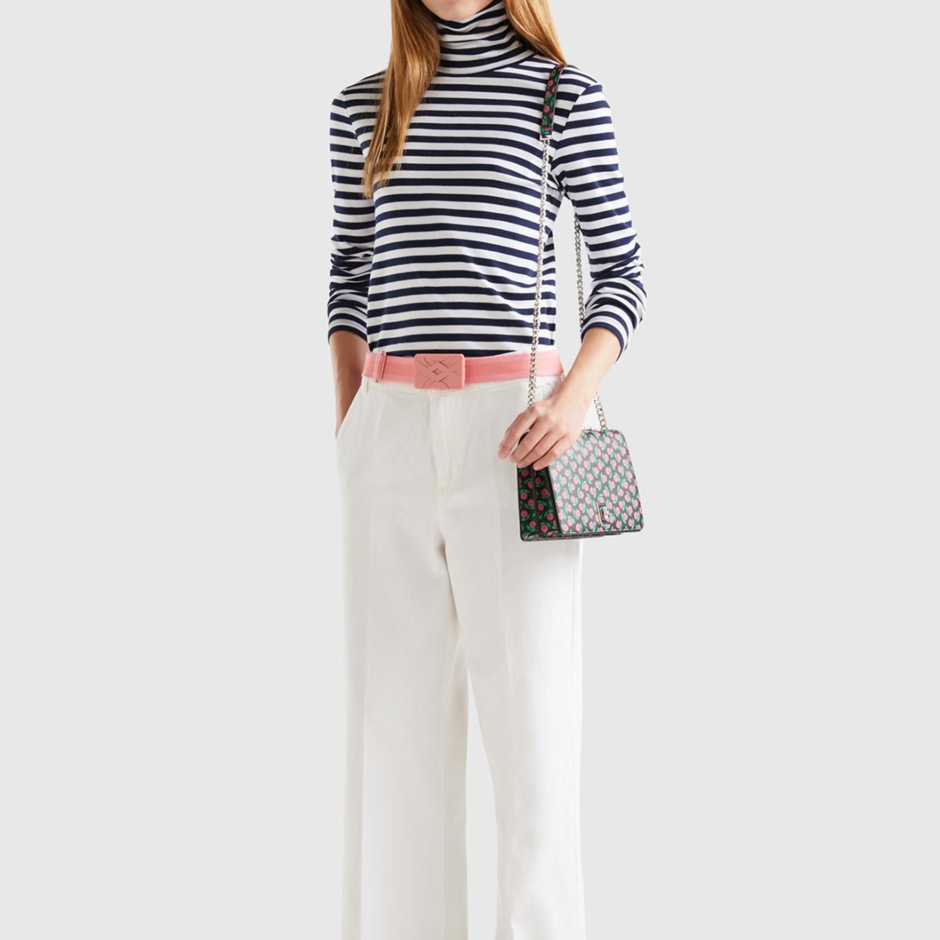 Kadın Beyaz Beli Lastikli Geniş Paça Denim Pantolon