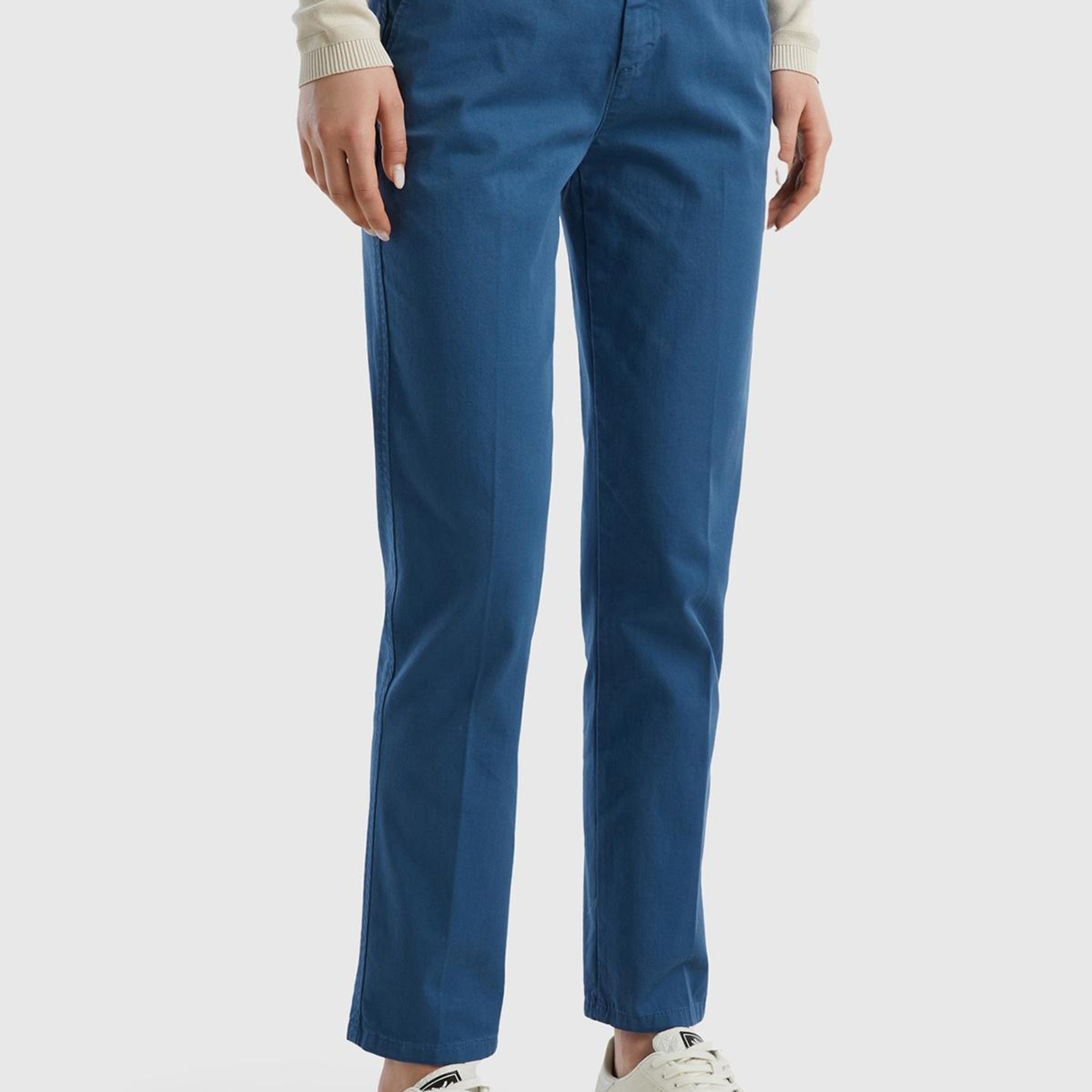 Kadın Gece Mavisi Elastanlı Basic Chino Pantolon