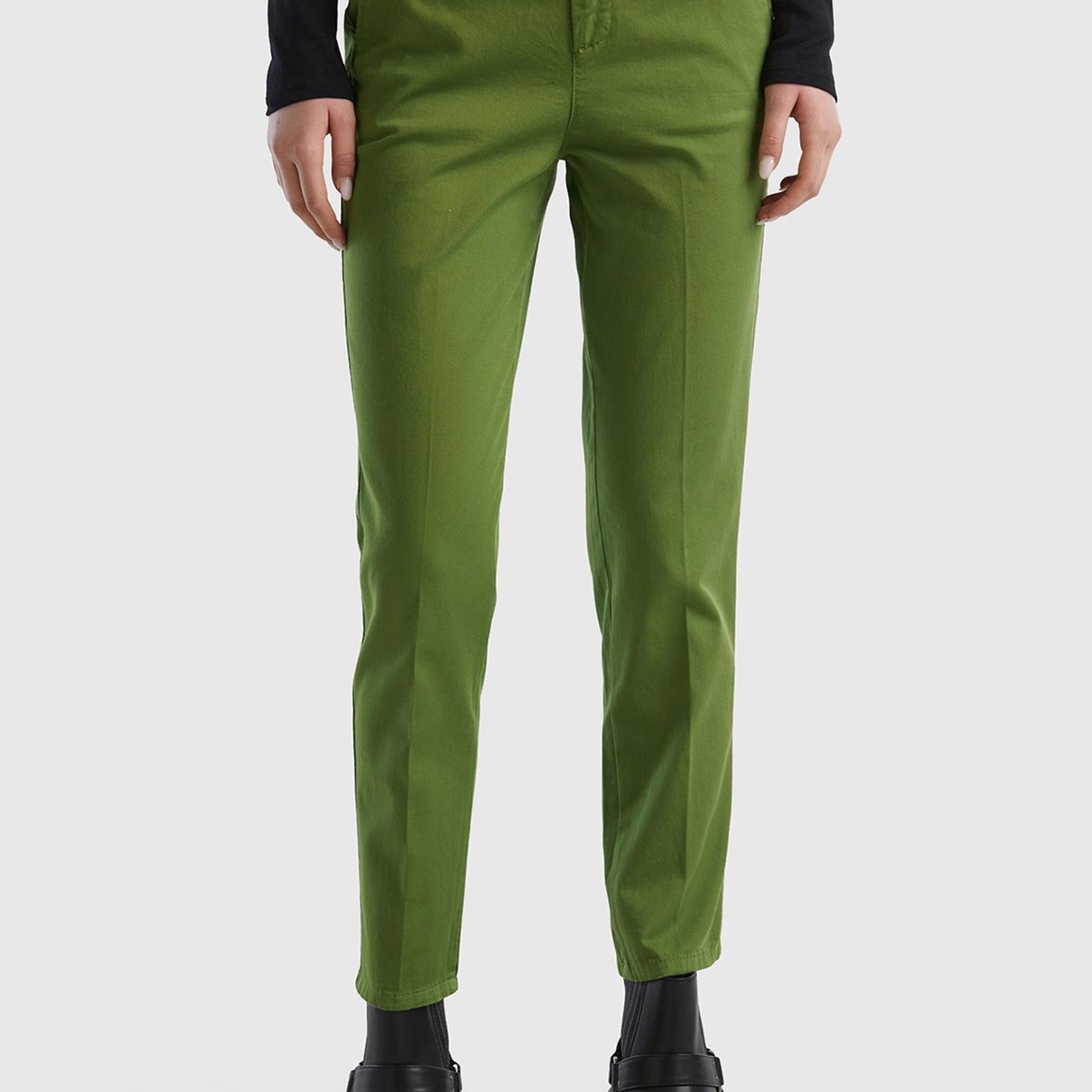 Kadın Soluk Yeşil Elastanlı Basic Chino Pantolon