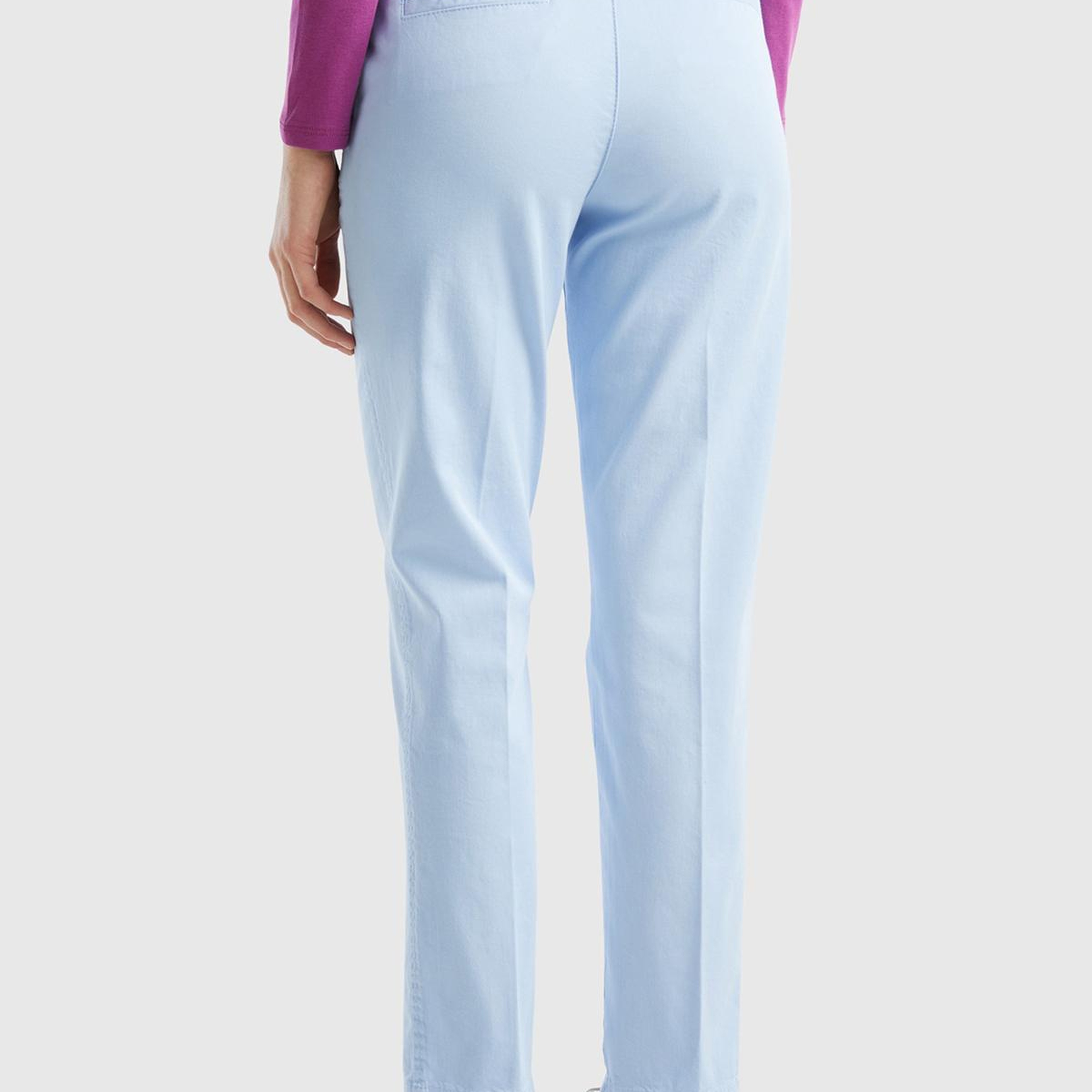 Kadın Açık Mavi Elastanlı Basic Chino Pantolon