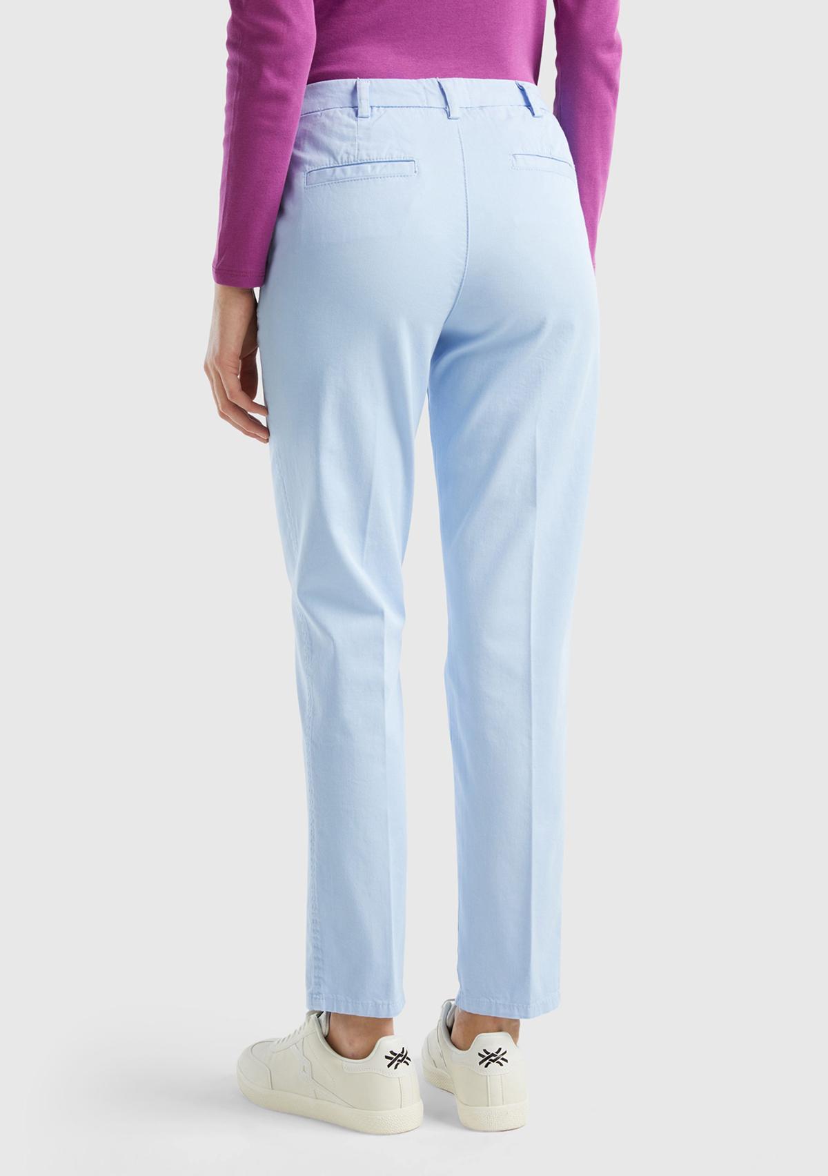 Kadın Açık Mavi Elastanlı Basic Chino Pantolon