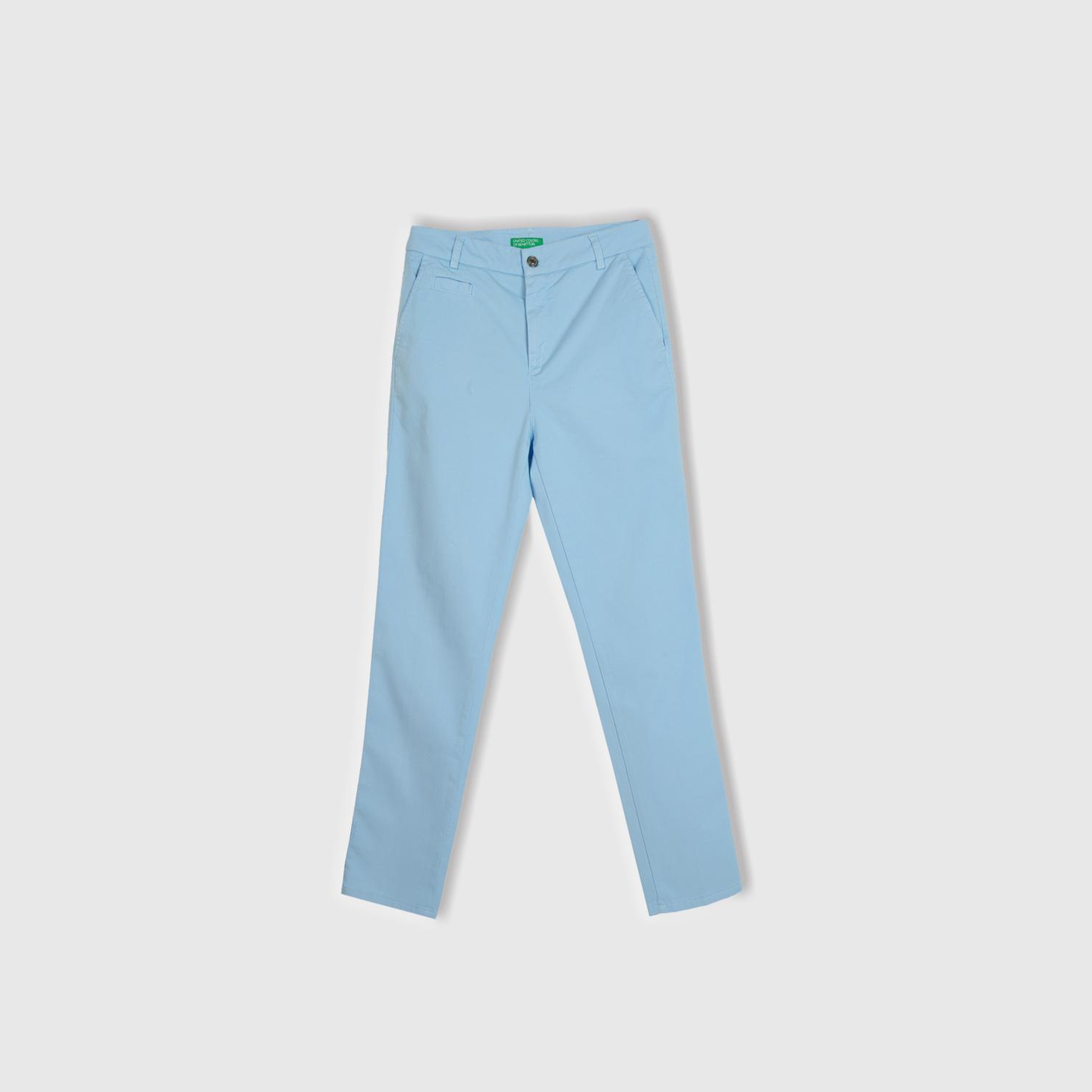 Kadın Açık Mavi Elastanlı Basic Chino Pantolon