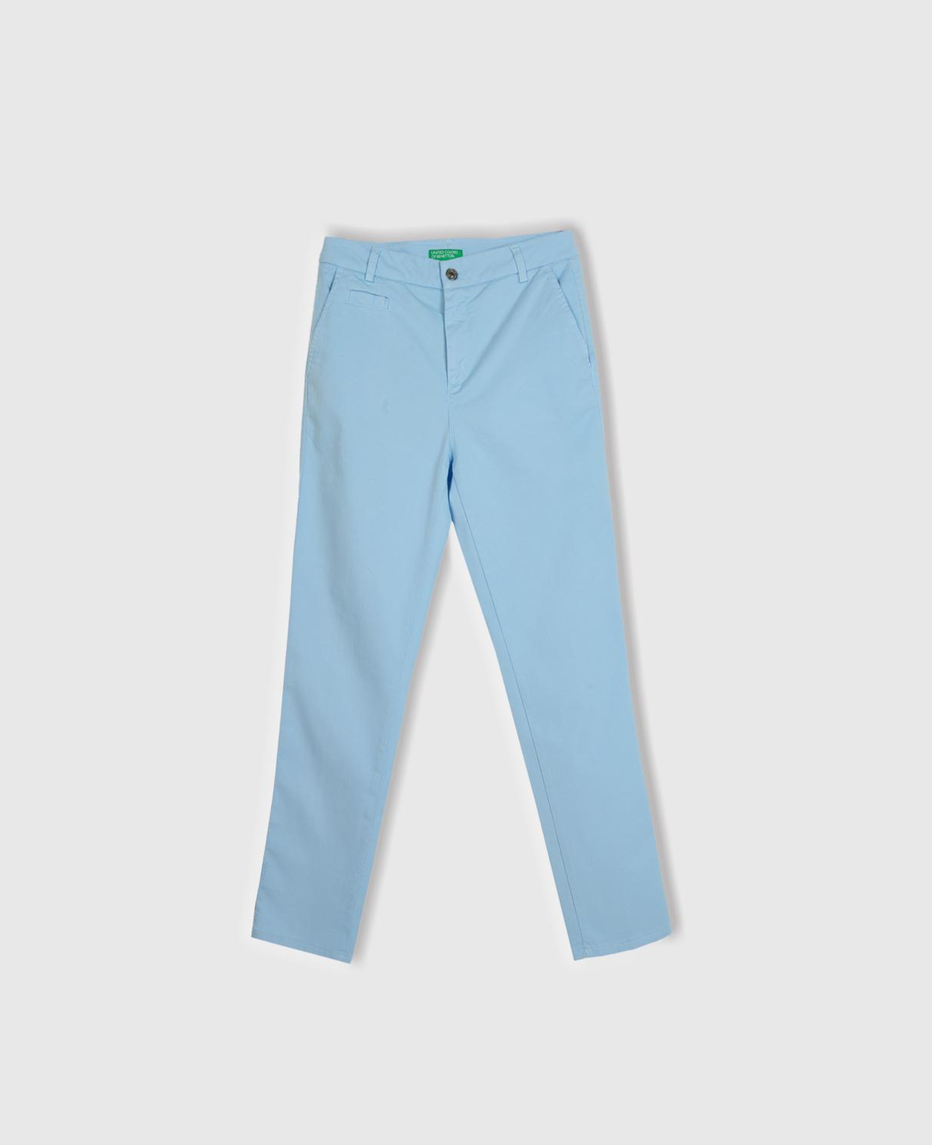 Kadın Açık Mavi Elastanlı Basic Chino Pantolon