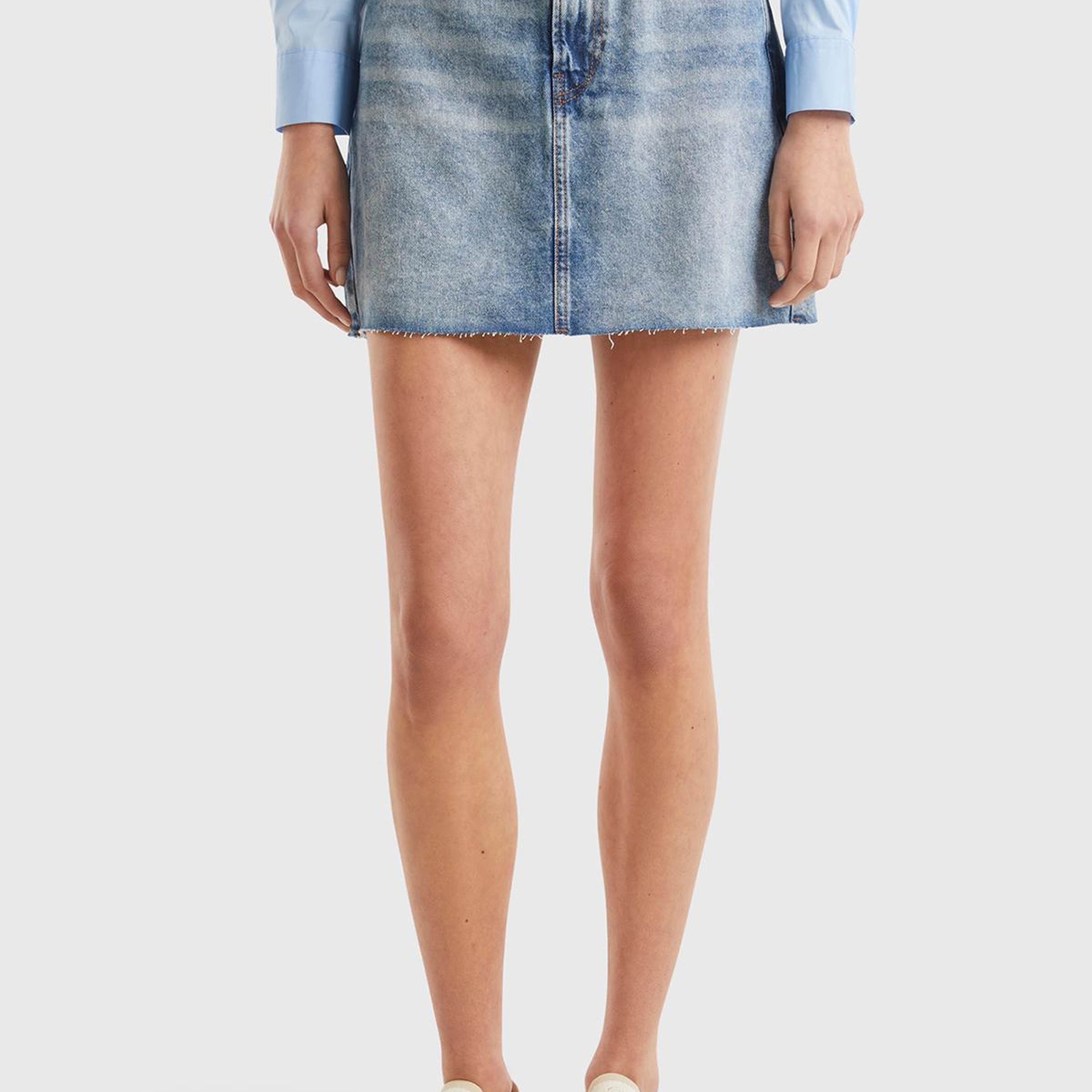 Kadın Lacivert %100 Pamuk Ucu Dikişsiz 5 Cepli Mini Denim Etek