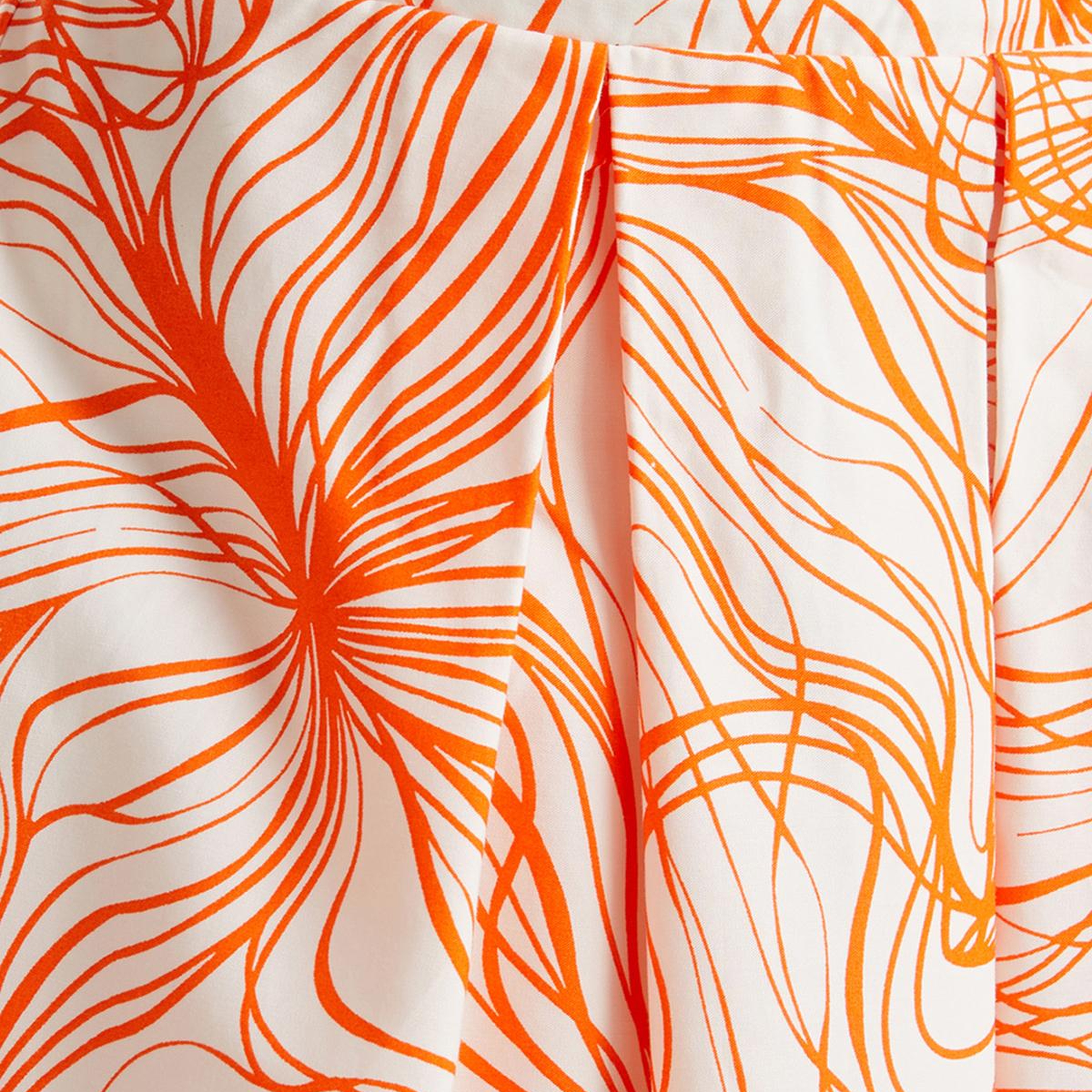 Kadın Turuncu Mix Pamuk Karışımlı Tamamı Desenli Beli Büzgülü Uzun Etek