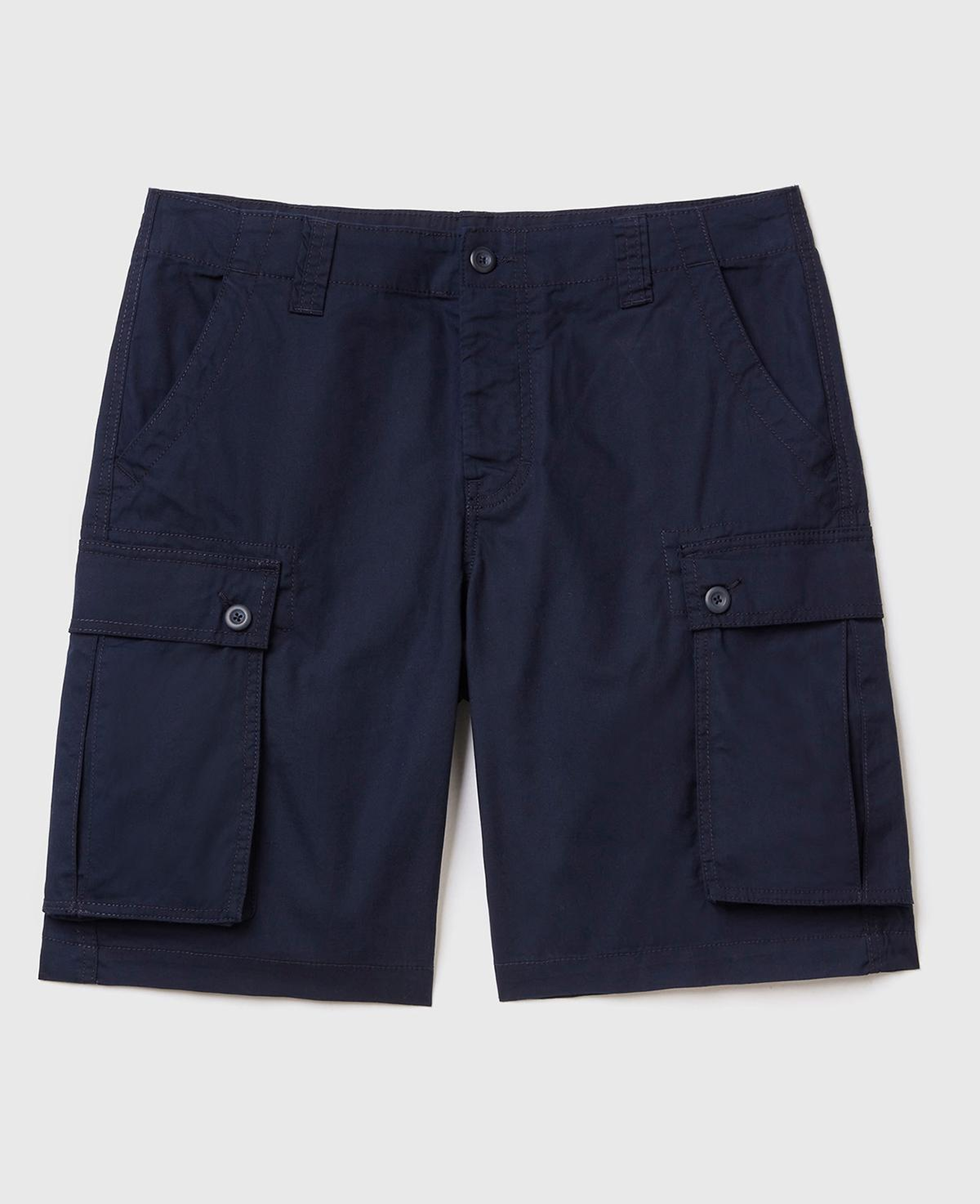 Erkek Koyu Lacivert %100 Pamuk 6 Cepli Kargo Bermuda Şort