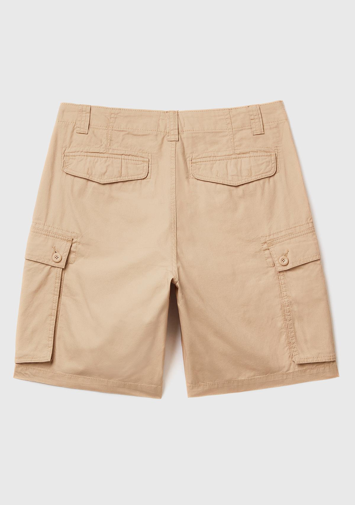 Erkek Bej %100 Pamuk 6 Cepli Kargo Bermuda Şort