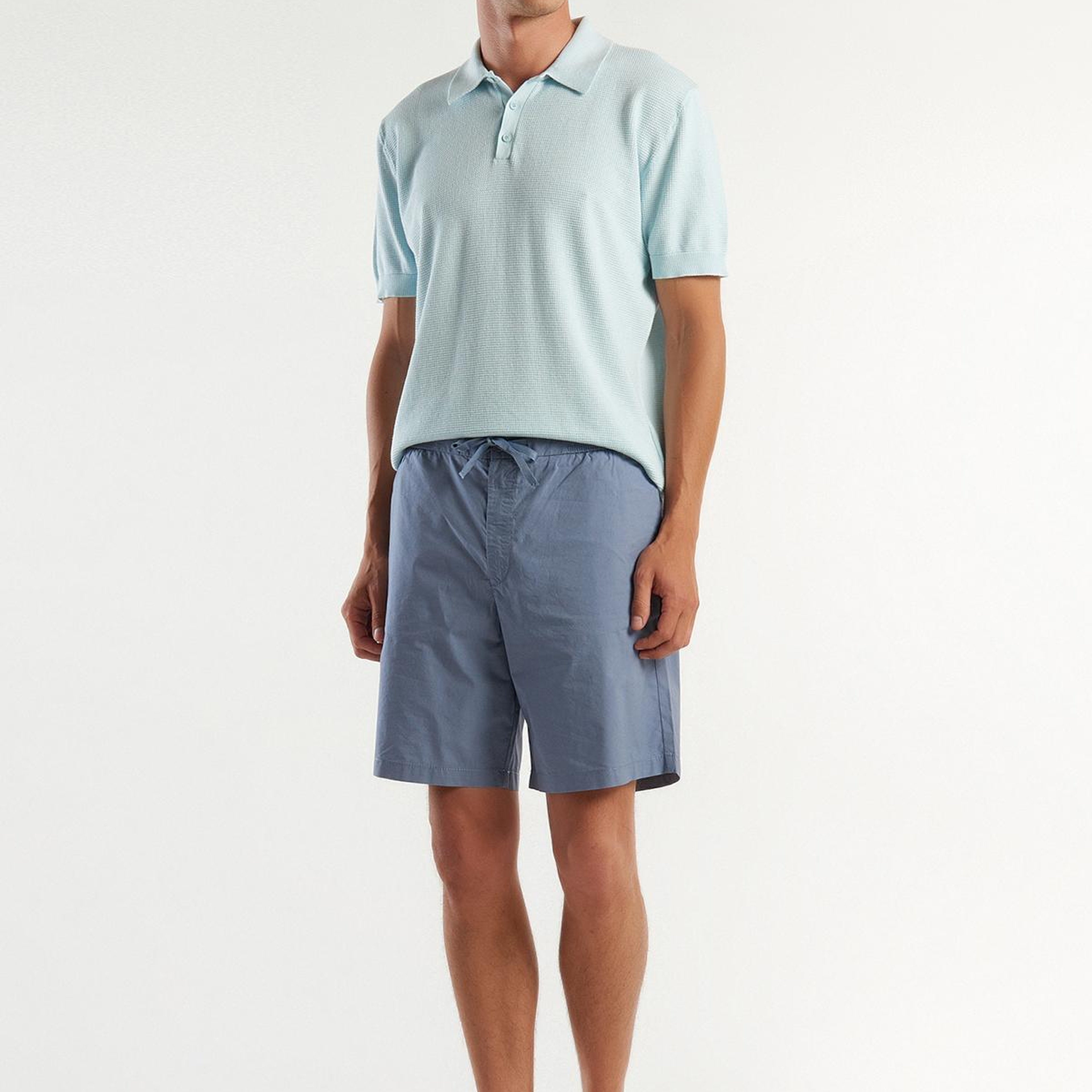 Erkek Gri %100 Pamuk 4 Cepli Beli Büzgülü İpli Kısa Şort