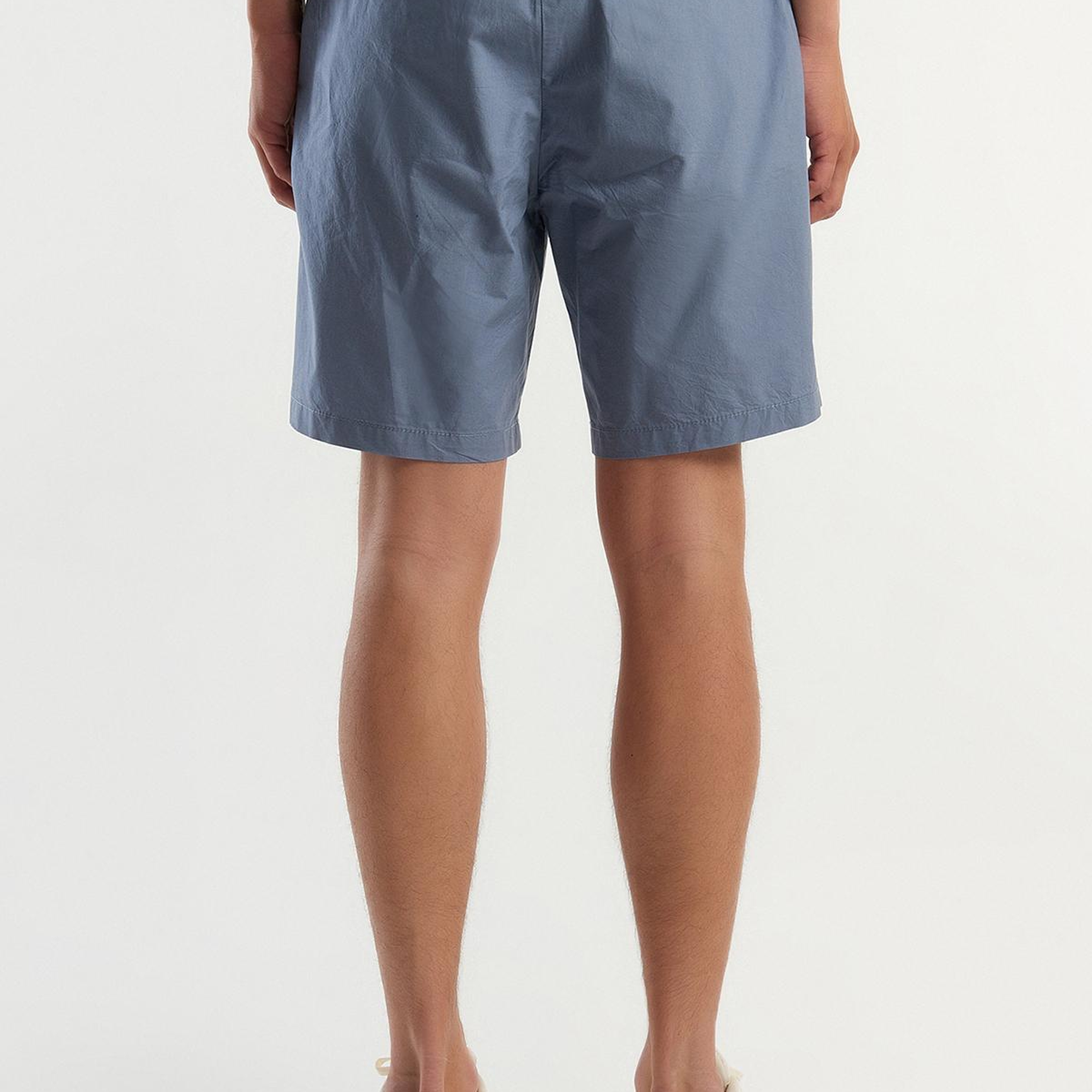 Erkek Gri %100 Pamuk 4 Cepli Beli Büzgülü İpli Kısa Şort