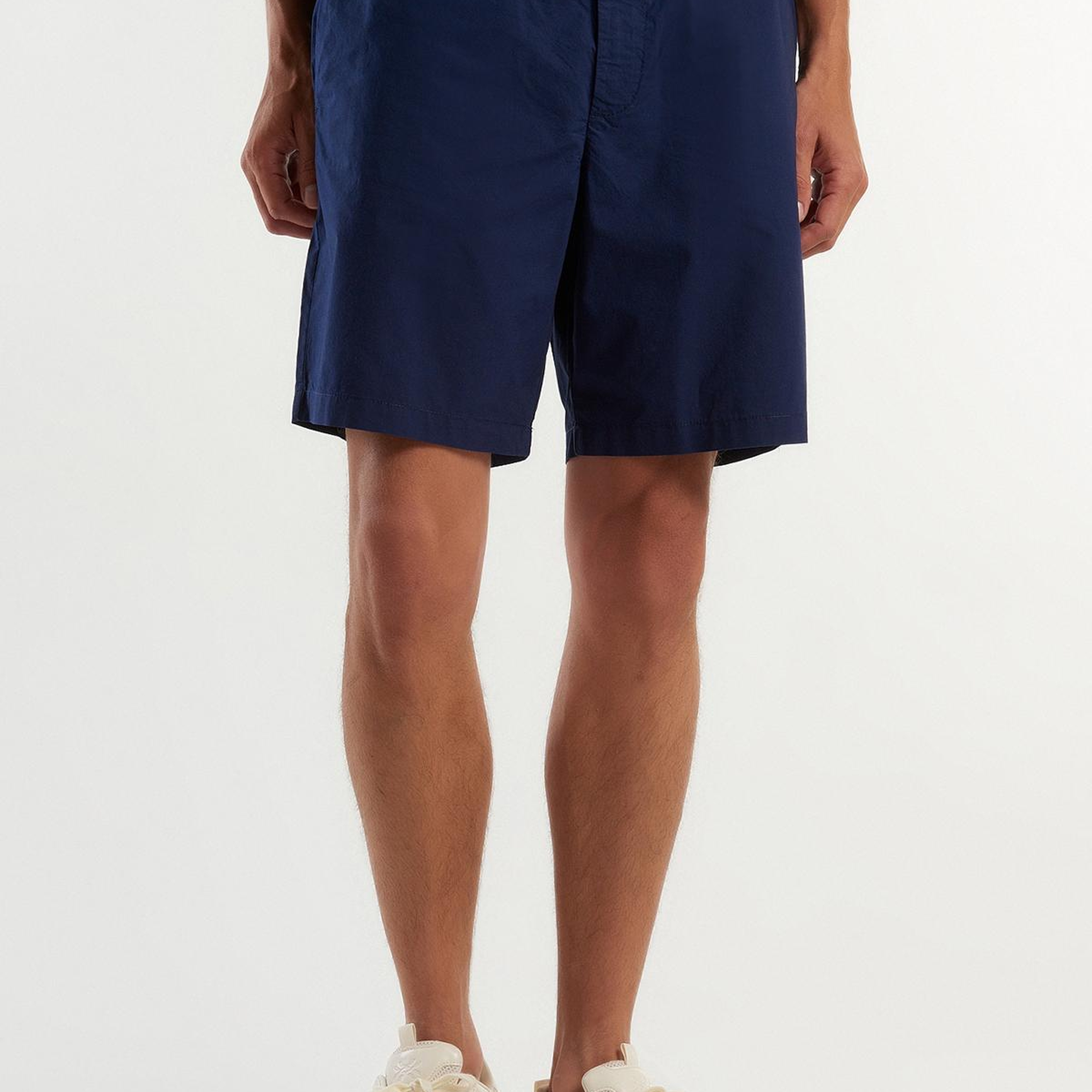 Erkek Koyu Lacivert %100 Pamuk 4 Cepli Beli Büzgülü İpli Kısa Şort