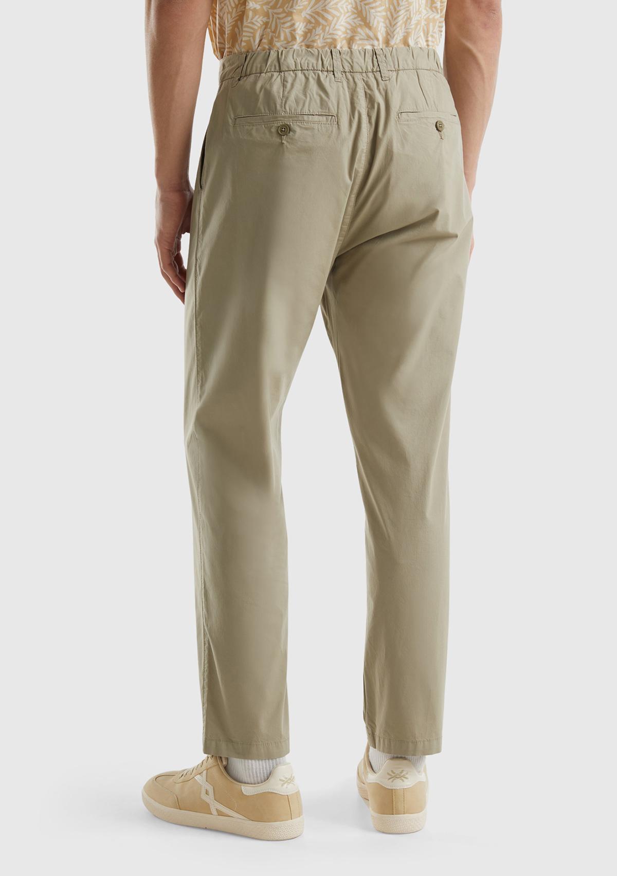 Erkek Haki Pamuk Karışımlı 4 Cepli Chino Pantolon