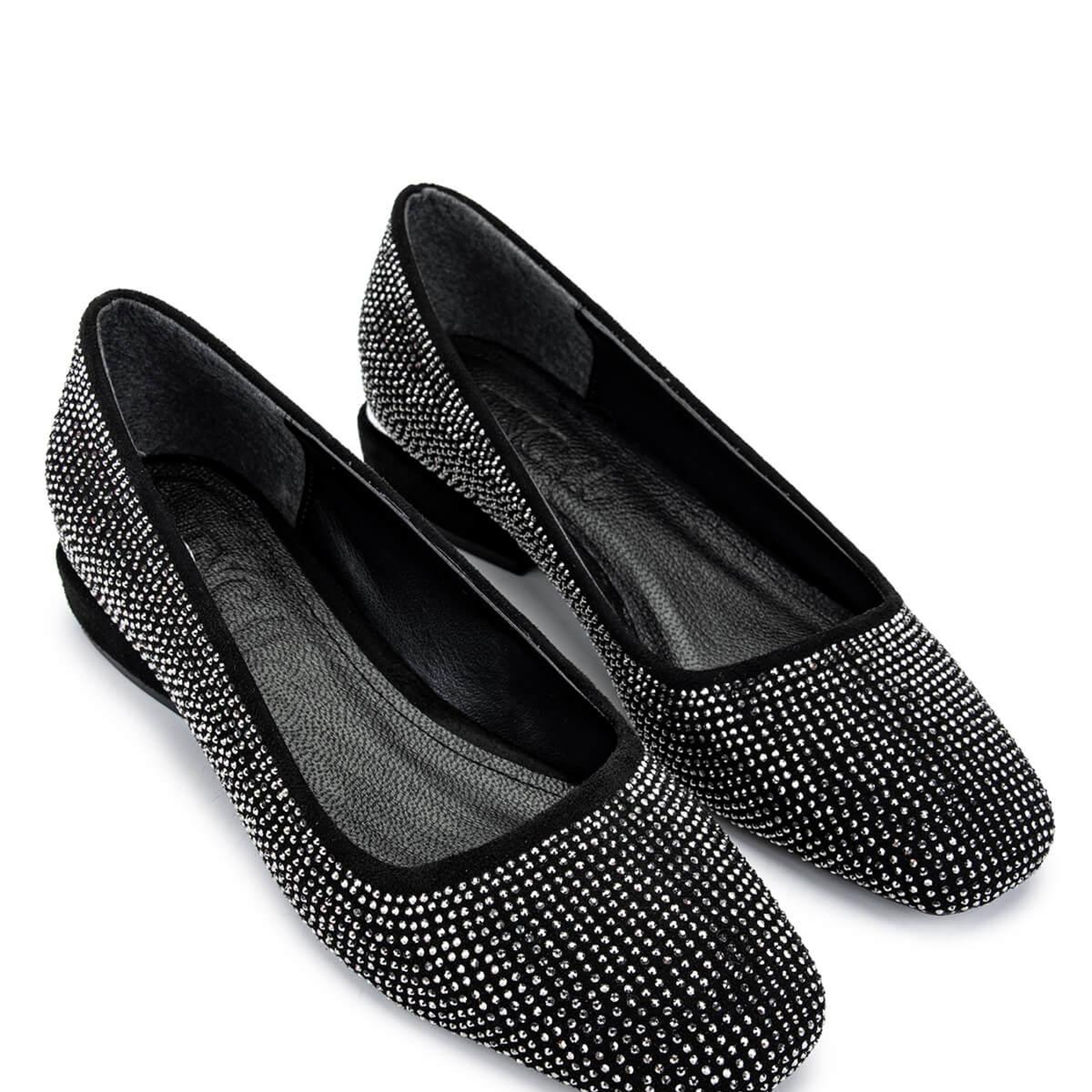 Tamer Tanca Kadın Vegan Siyah/Siyah Taş Babet Ayakkabı