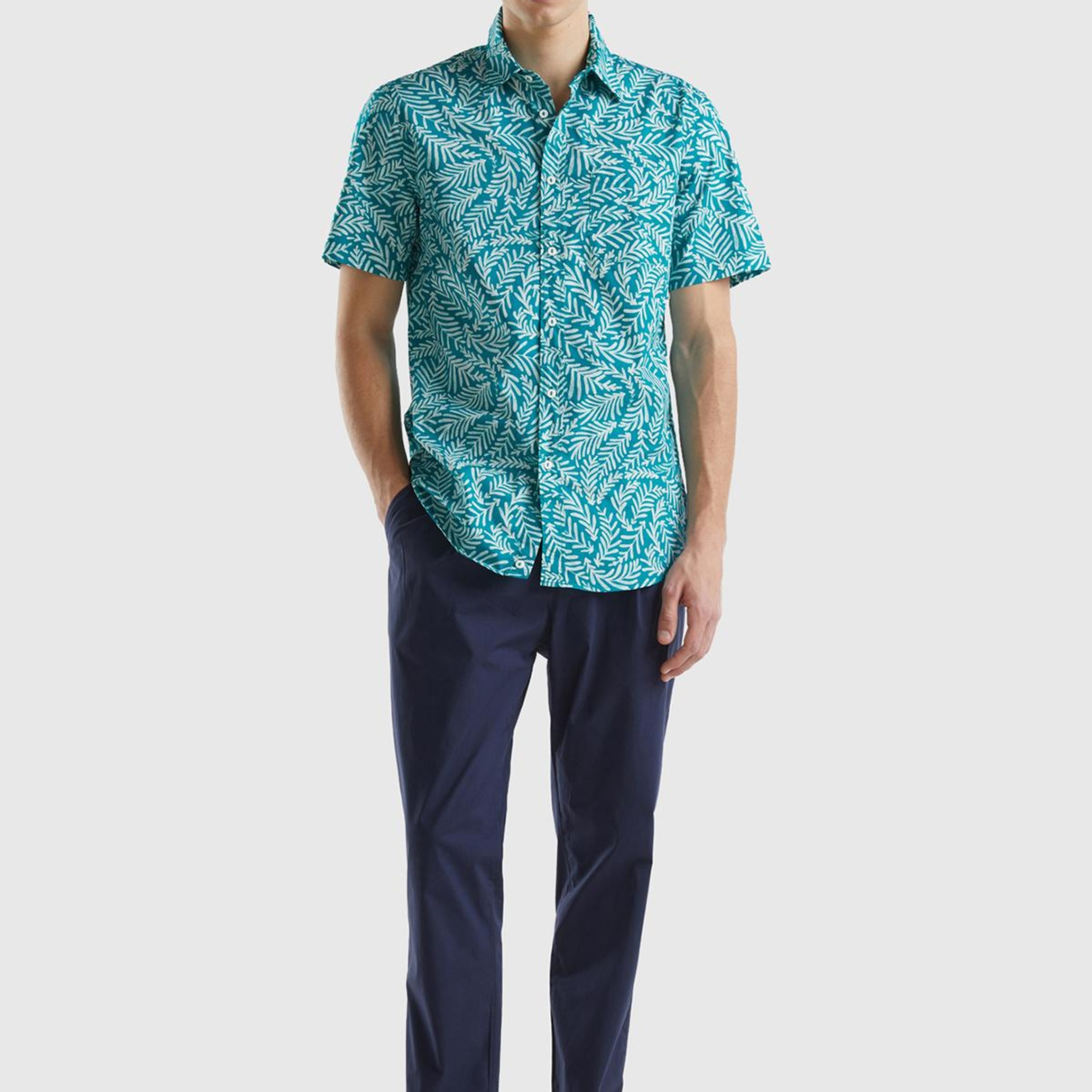 Erkek Lacivert Pamuk Karışımlı 4 Cepli Chino Pantolon