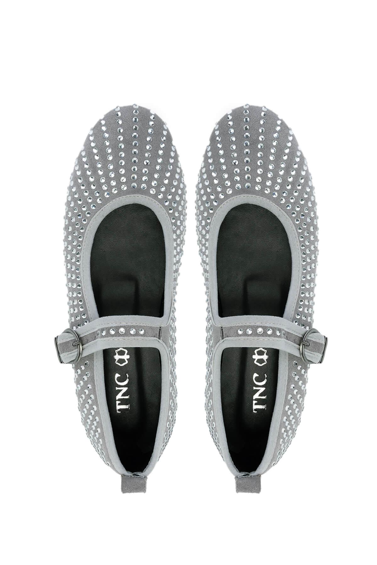 Tamer Tanca Kadın Hakiki Deri Gri Babet Ayakkabı