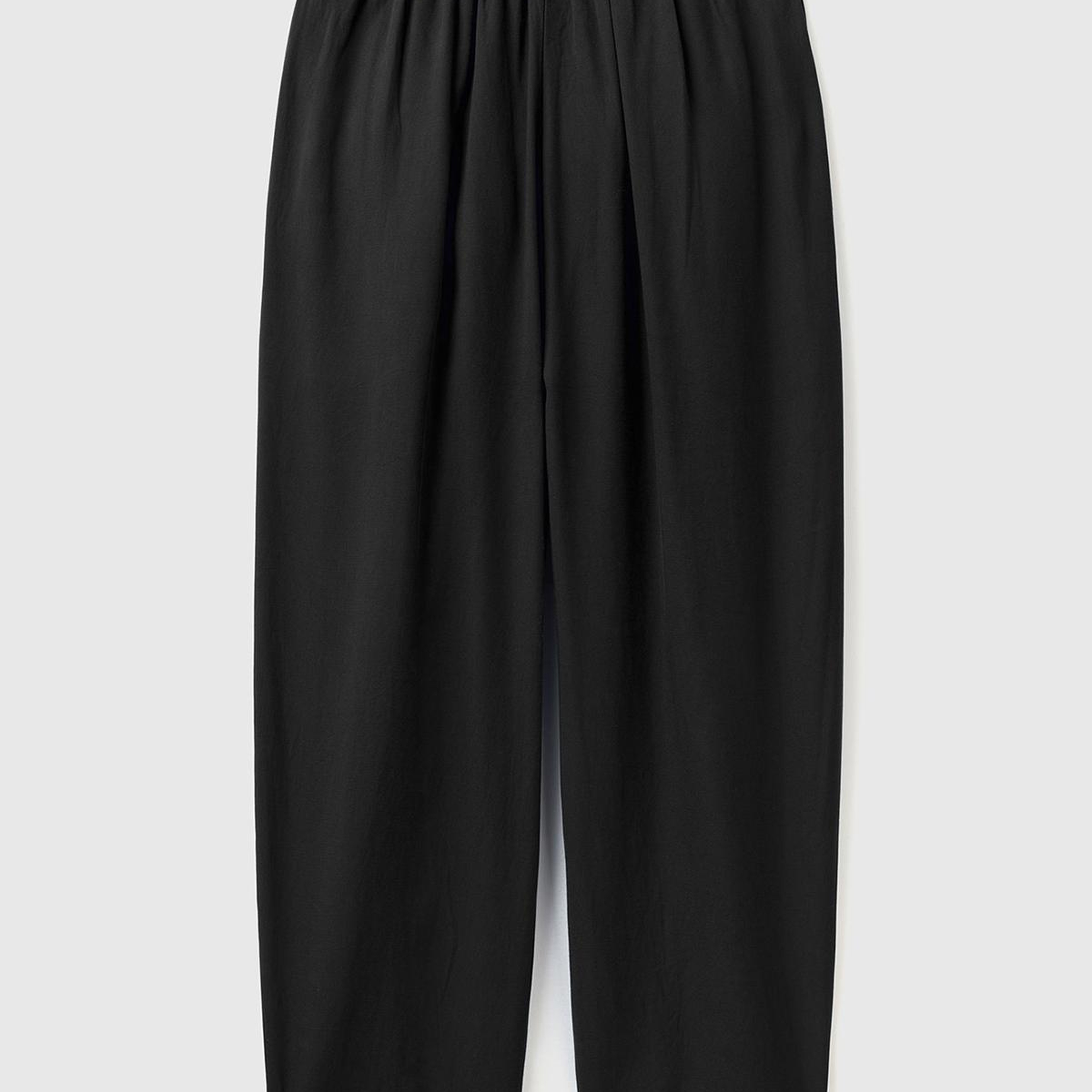 Kadın Siyah %100 Liyosel Bol Kesim Beli Lastikli Pantolon