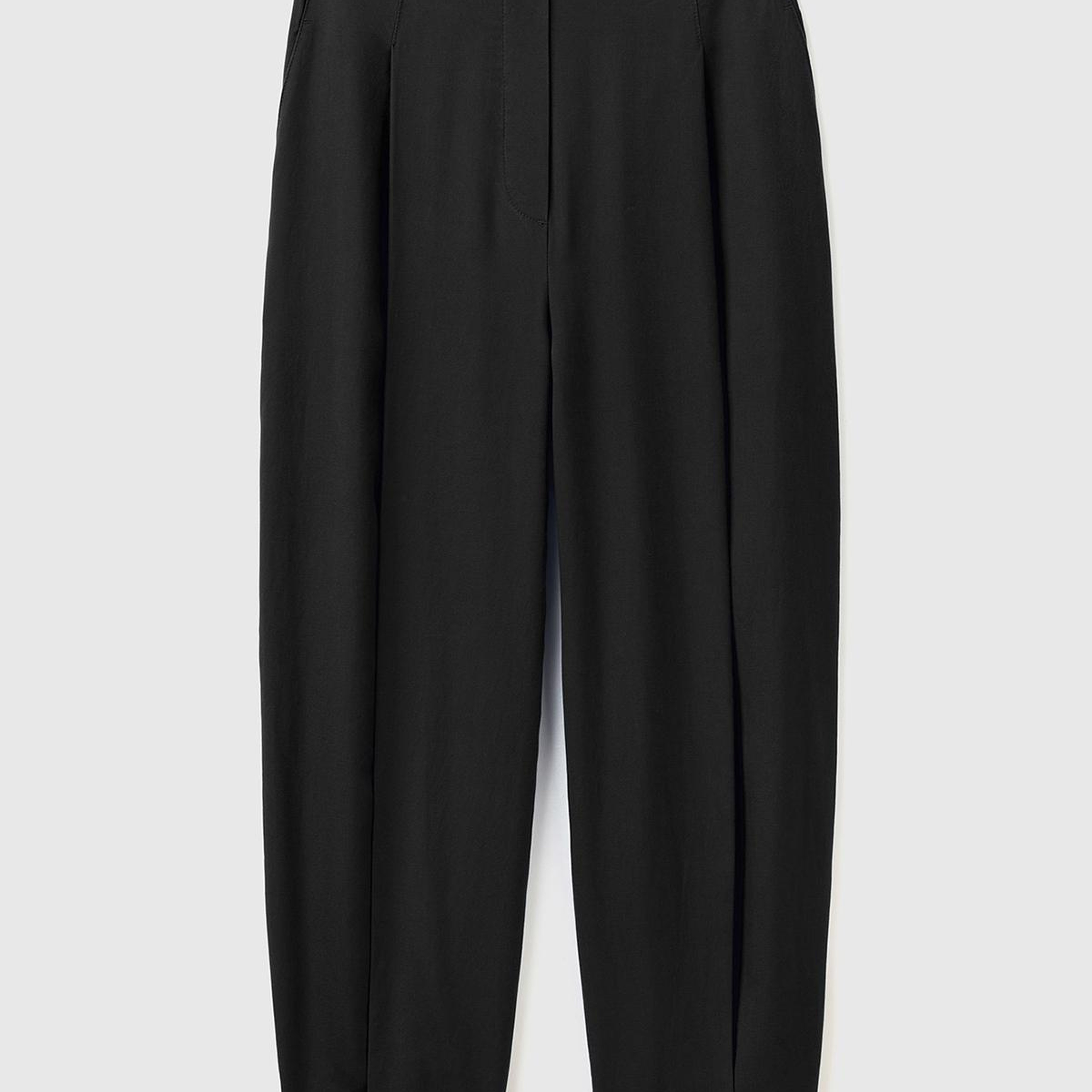 Kadın Siyah %100 Liyosel Bol Kesim Beli Lastikli Pantolon