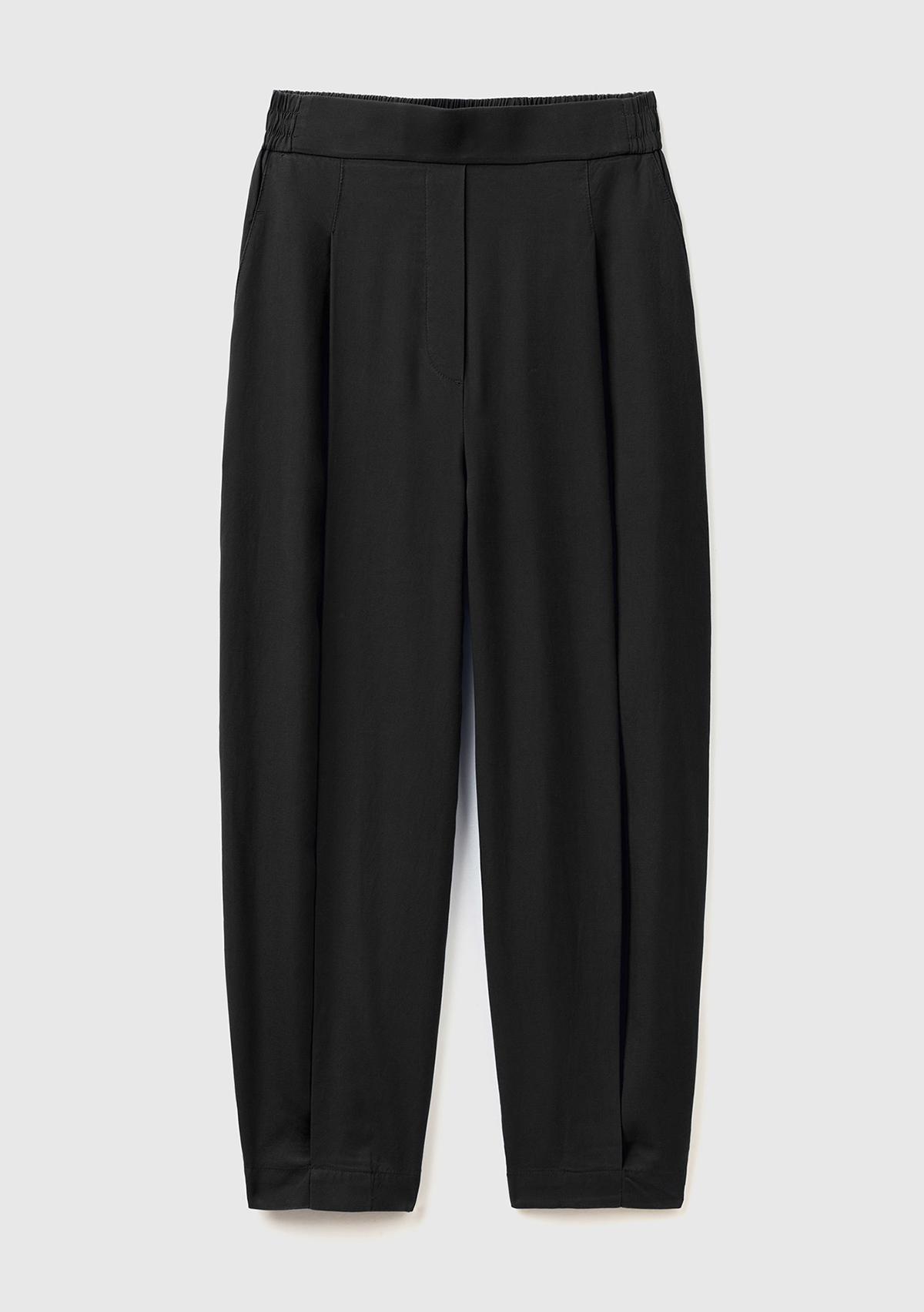 Kadın Siyah %100 Liyosel Bol Kesim Beli Lastikli Pantolon