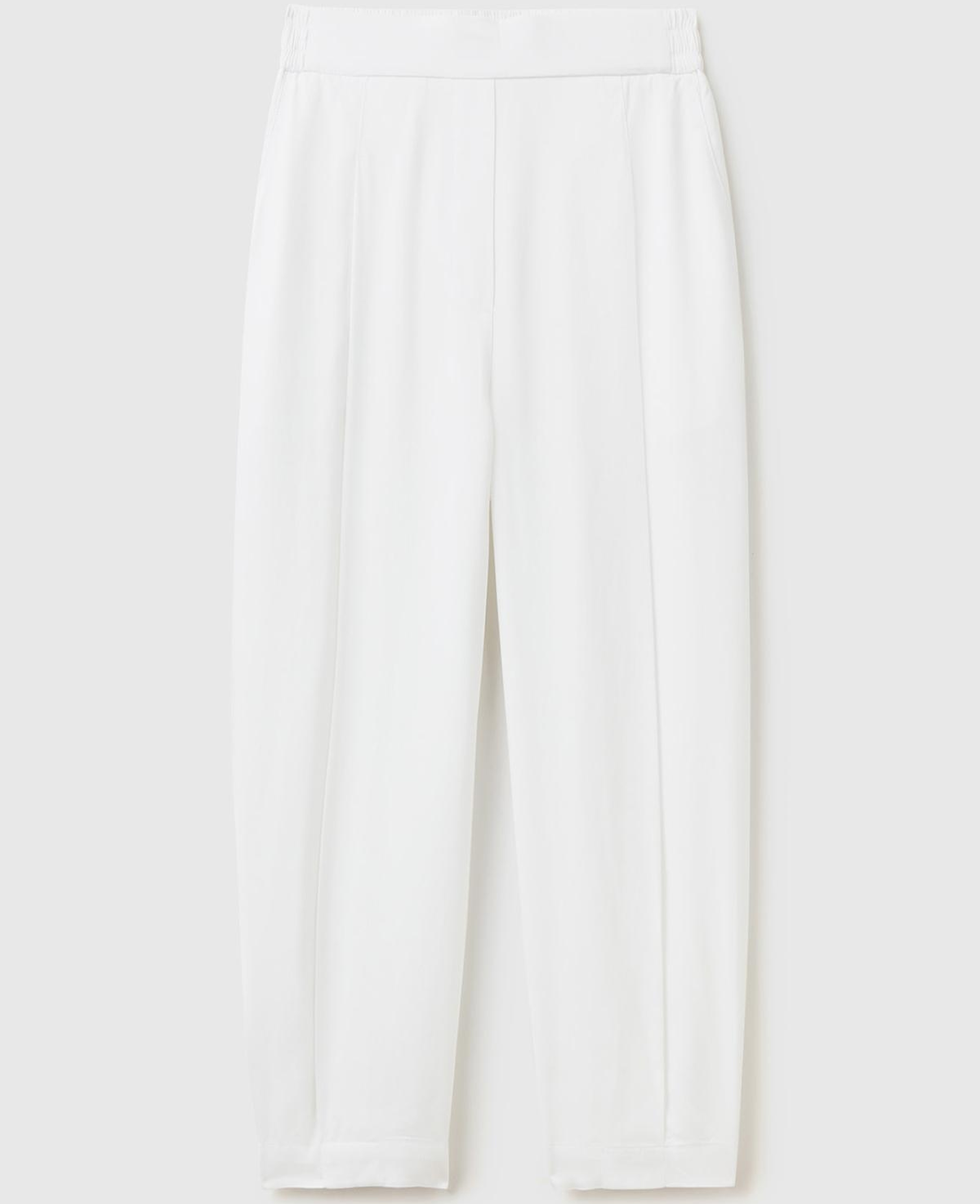 Kadın Beyaz %100 Liyosel Bol Kesim Beli Lastikli Pantolon