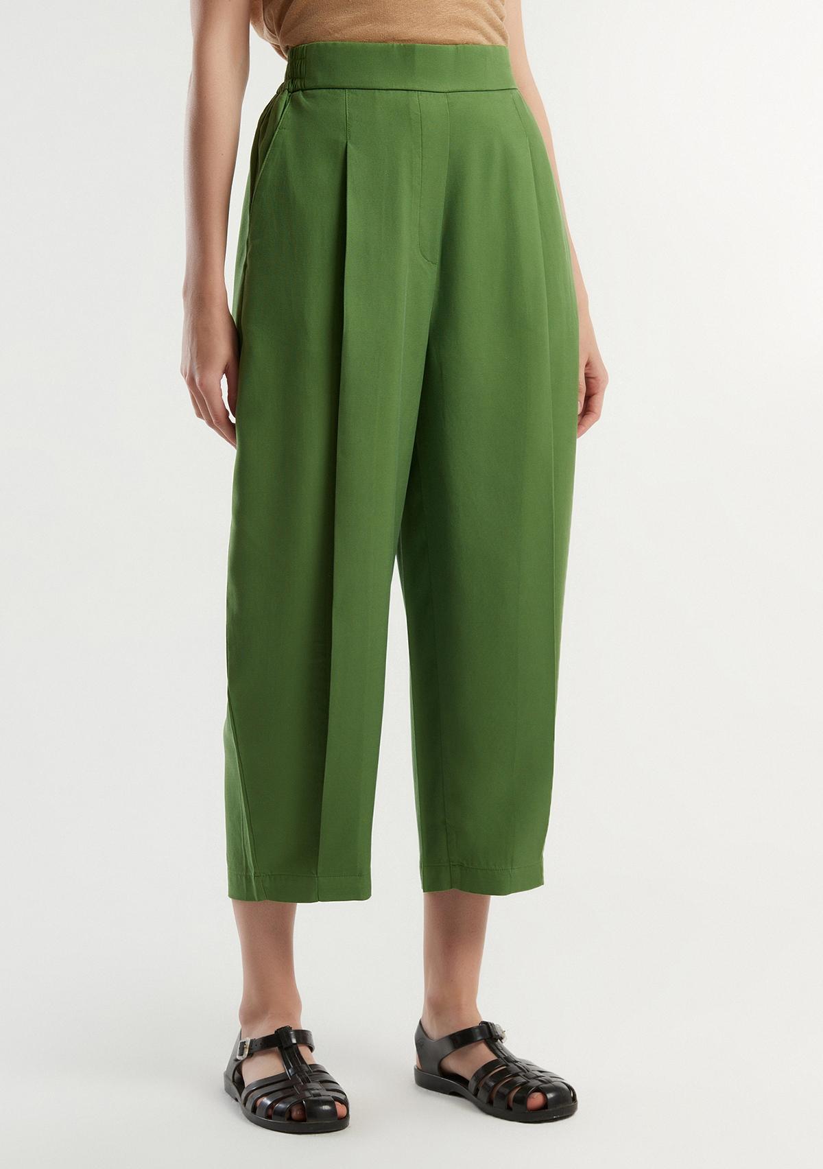 Kadın Soluk Yeşil %100 Liyosel Bol Kesim Beli Lastikli Pantolon