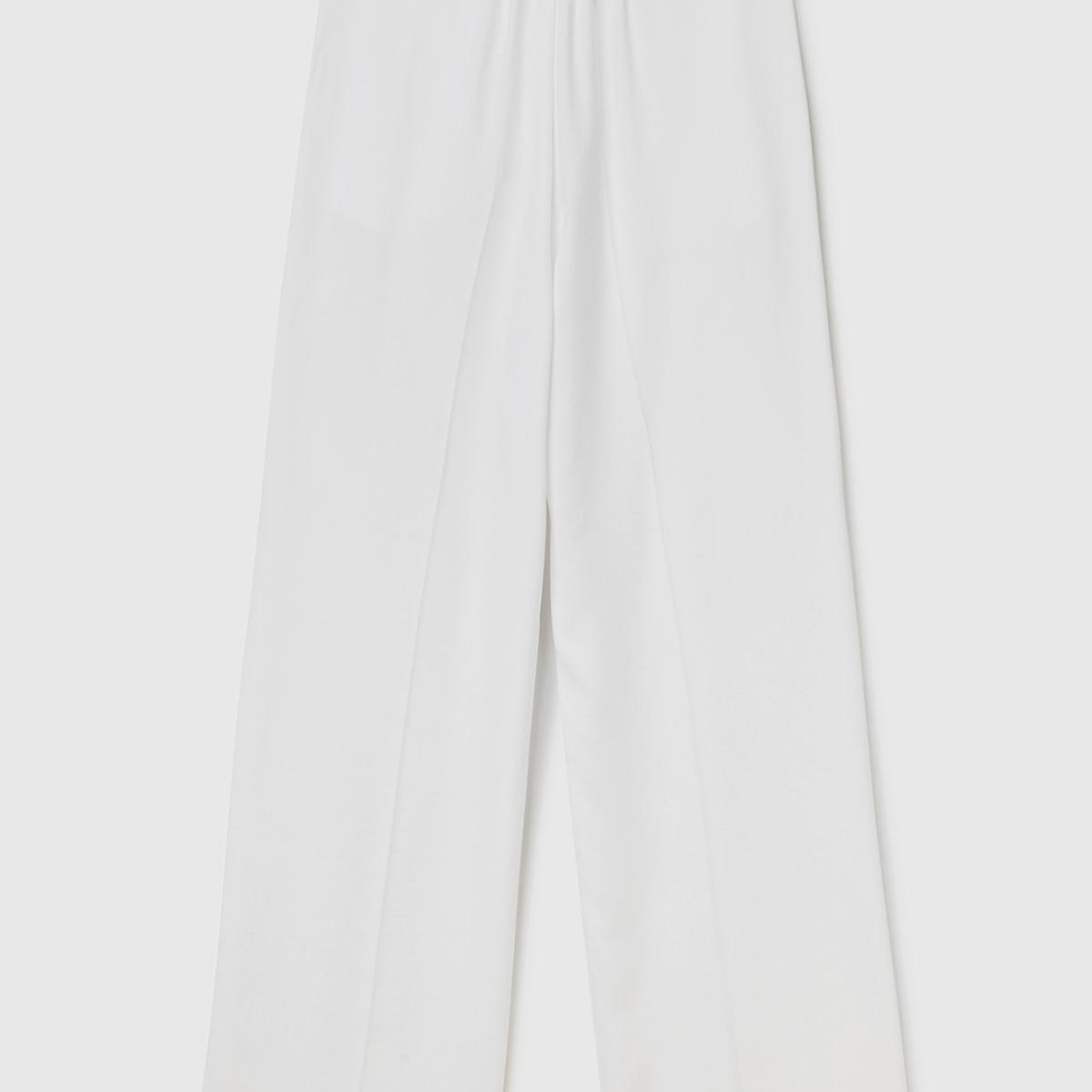 Kadın Beyaz %100 Liyosel Önü Pileli Beli İpli ve Düğmeli Pantolon