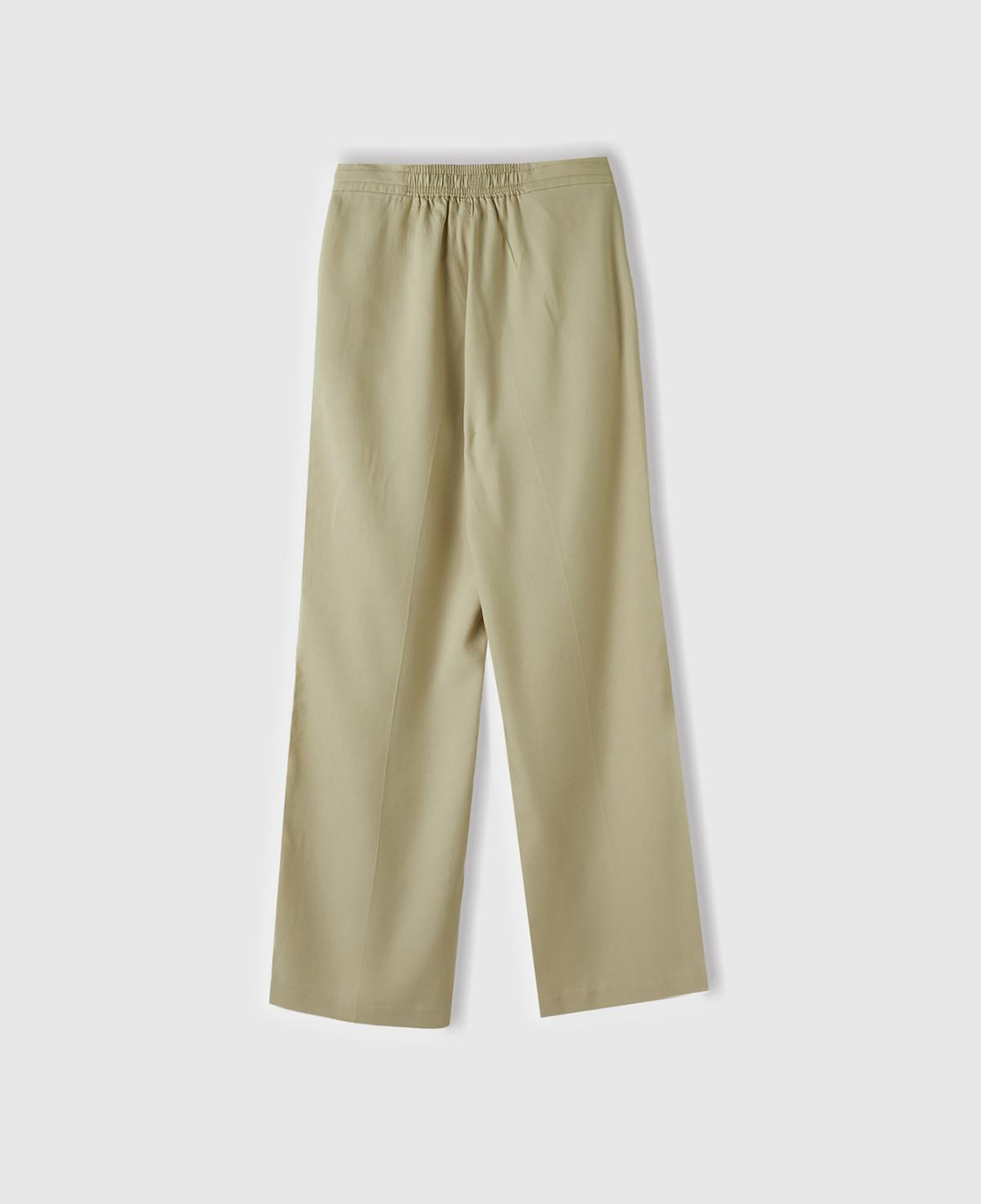 Kadın Bej %100 Liyosel Önü Pileli Beli İpli ve Düğmeli Pantolon