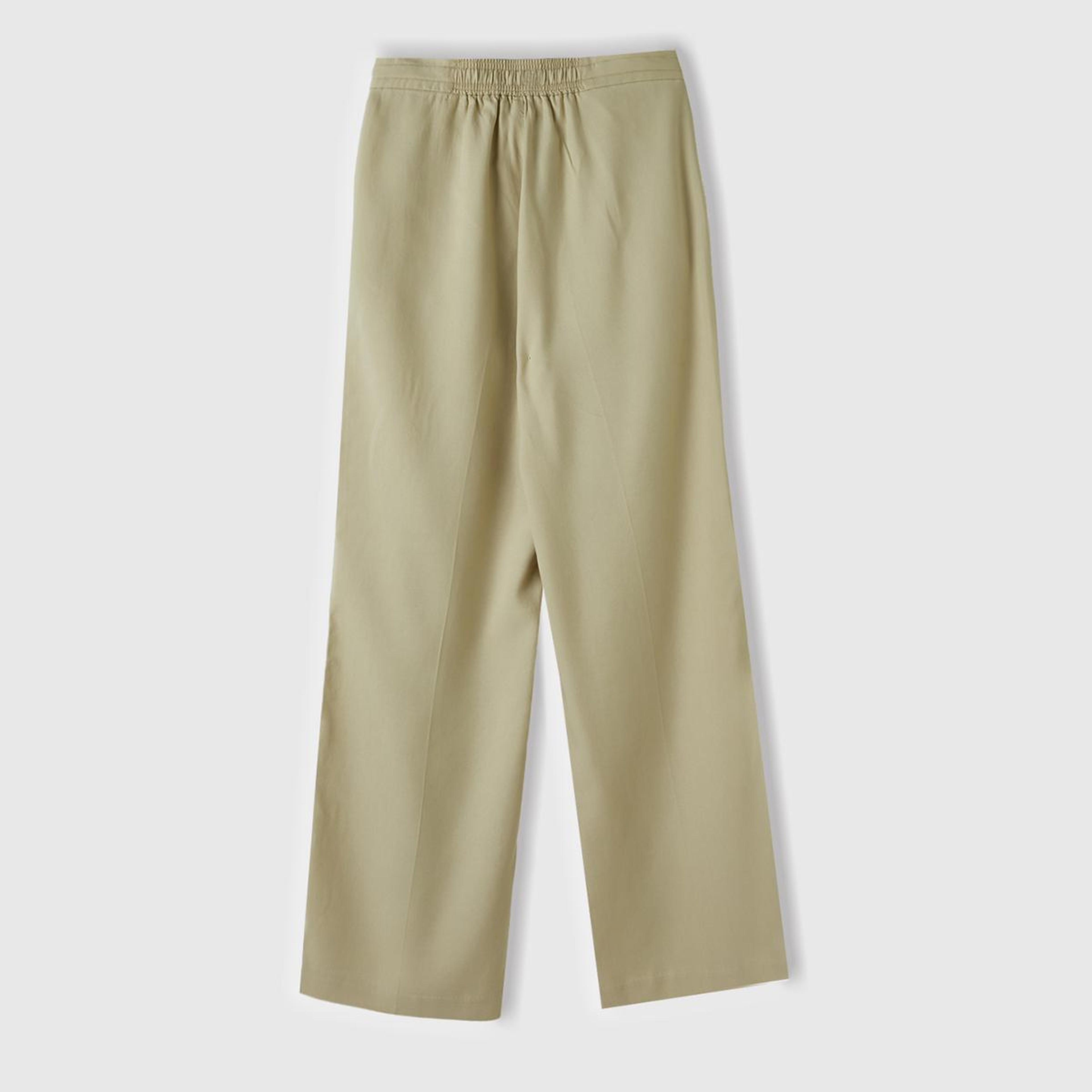 Kadın Bej %100 Liyosel Önü Pileli Beli İpli ve Düğmeli Pantolon