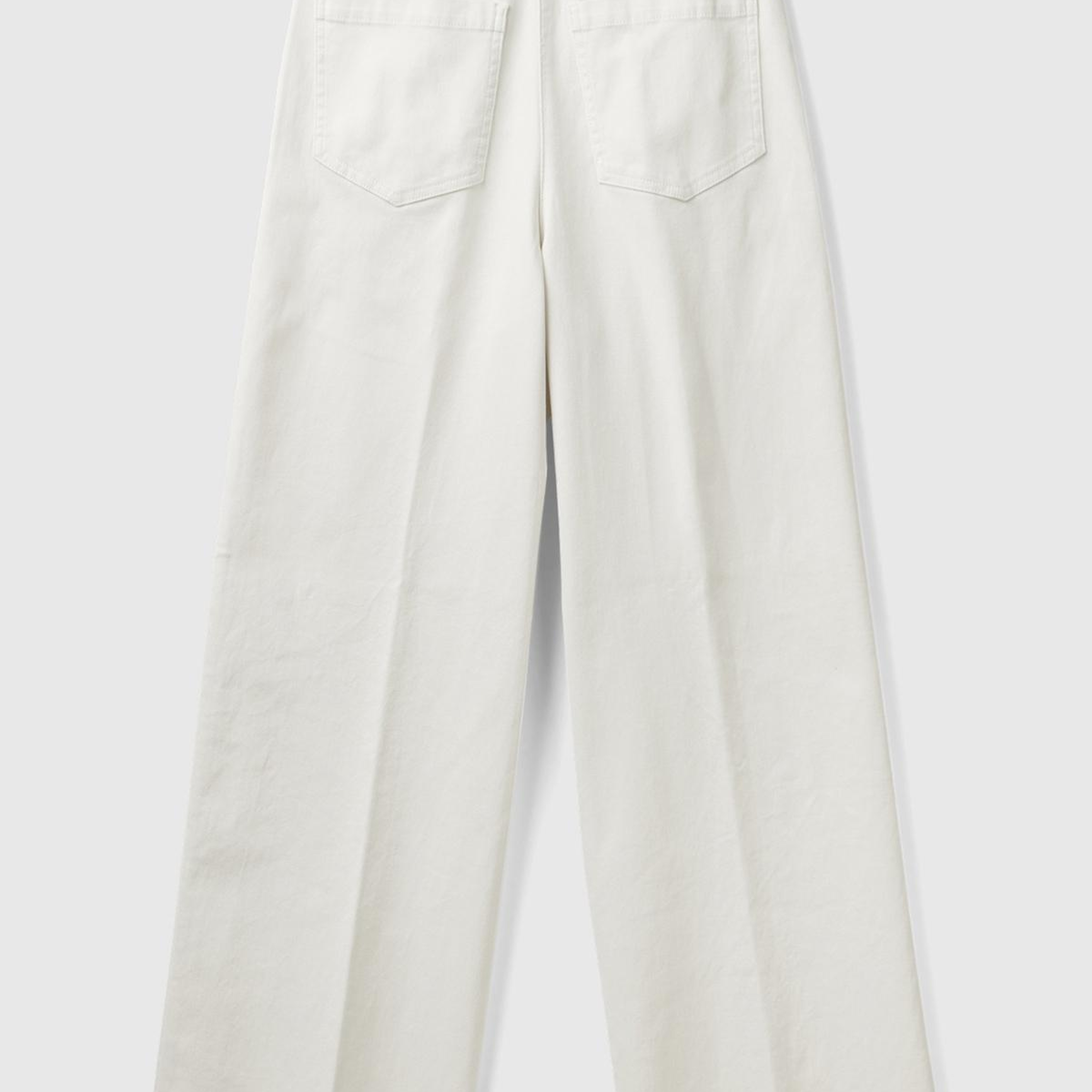 Kadın Krem Pamuk Karışımlı Ultra Yüksek Bel Geniş Paça Pantolon