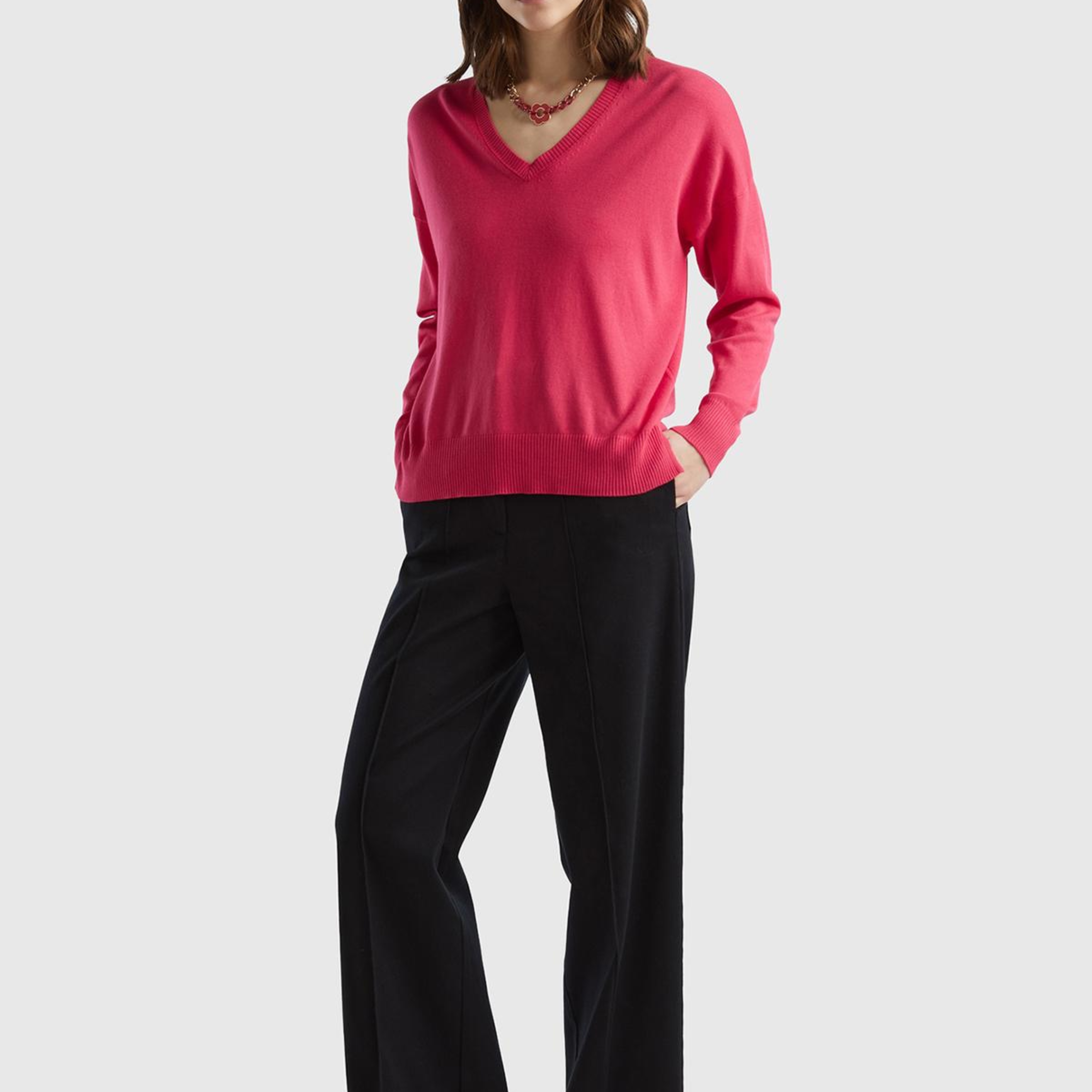 Kadın Siyah Pamuk Karışımlı Ultra Yüksek Bel Geniş Paça Pantolon