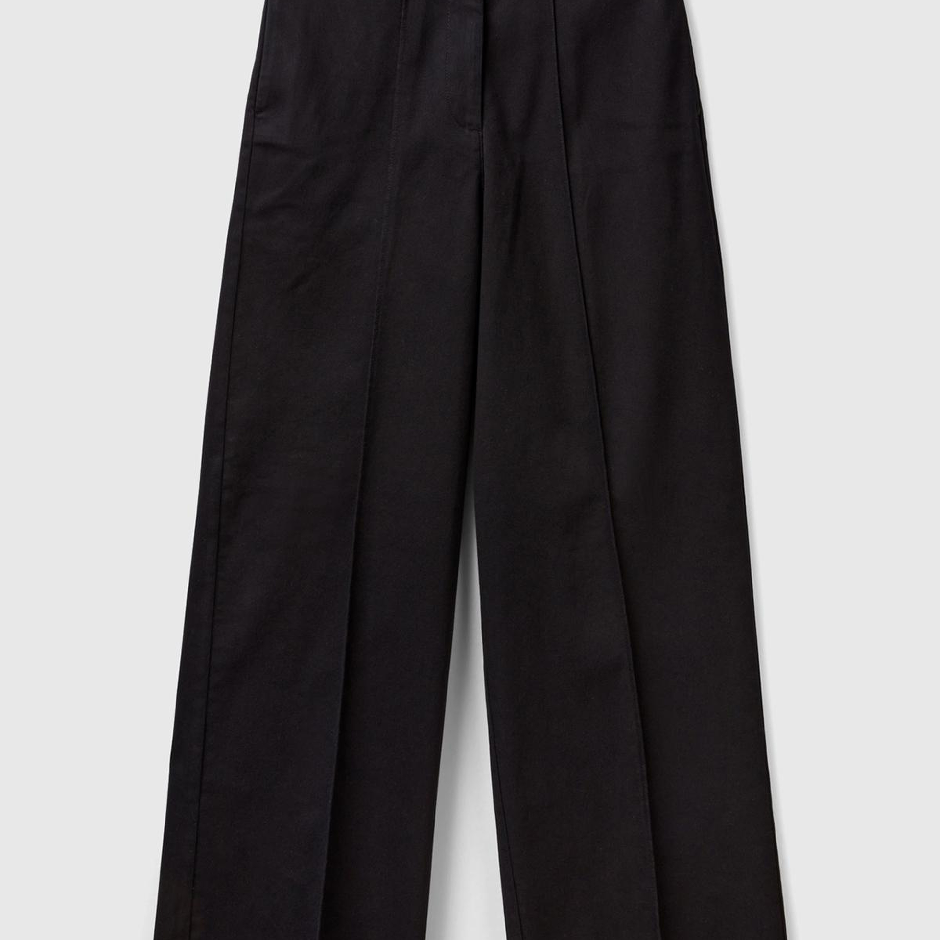 Kadın Siyah Pamuk Karışımlı Ultra Yüksek Bel Geniş Paça Pantolon