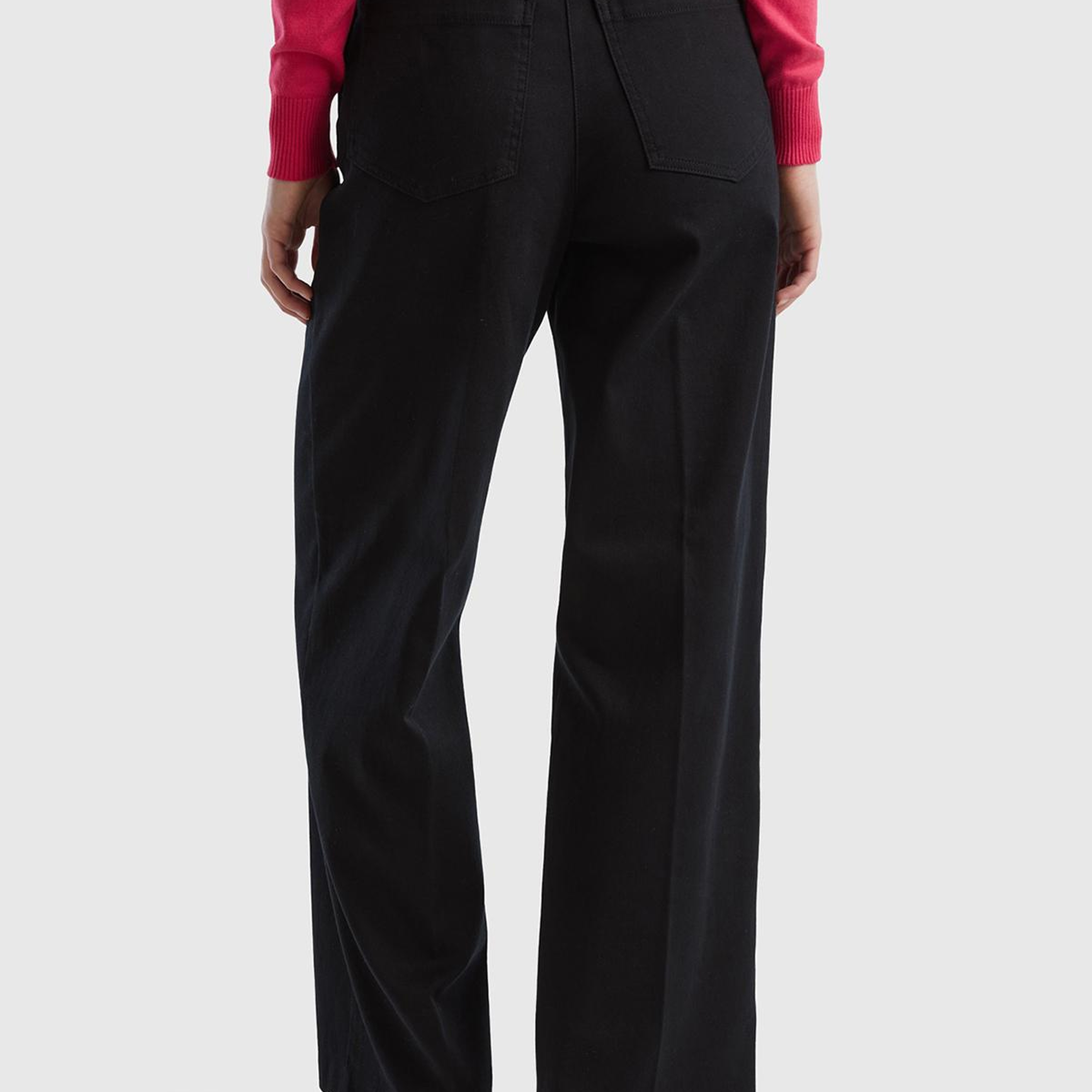 Kadın Siyah Pamuk Karışımlı Ultra Yüksek Bel Geniş Paça Pantolon