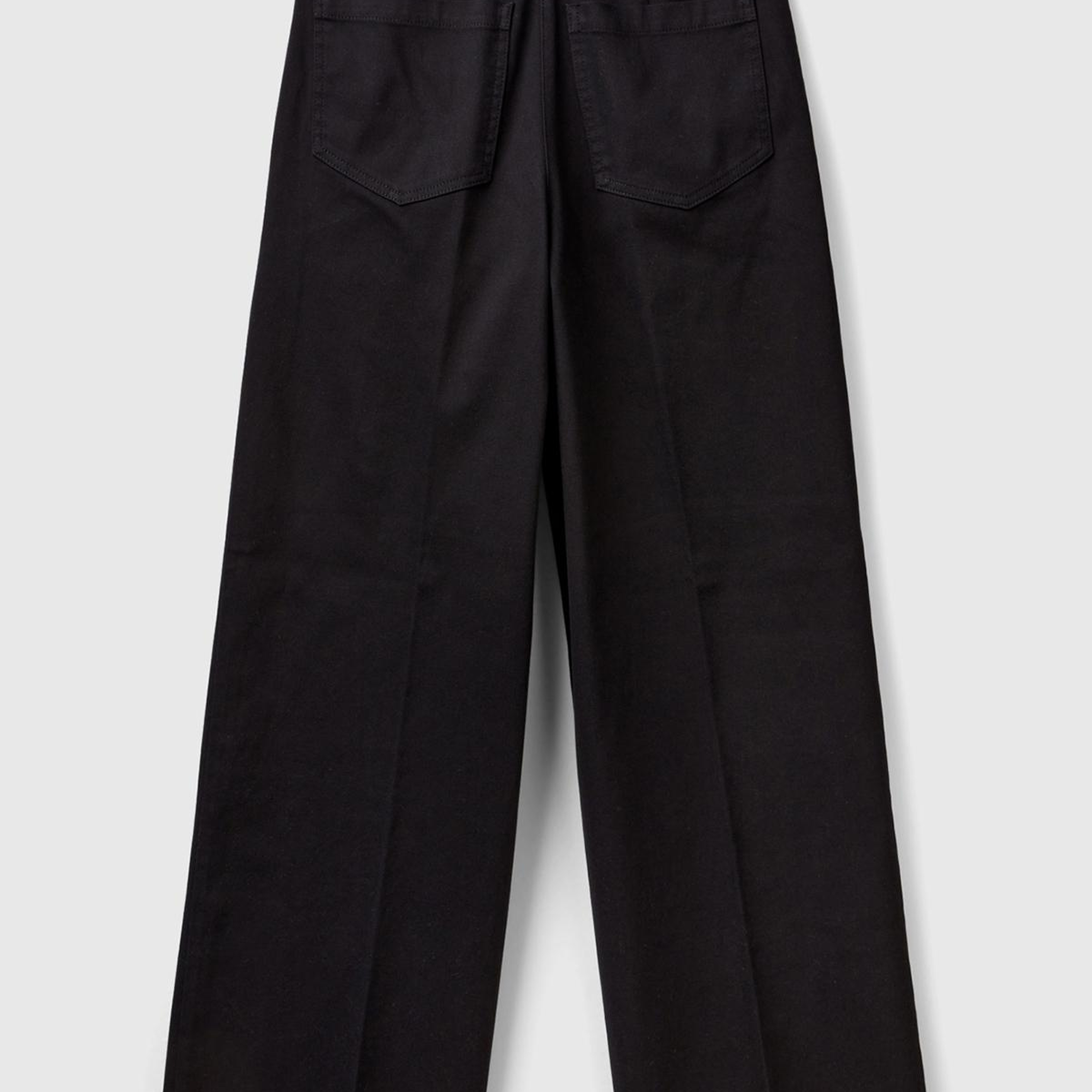 Kadın Siyah Pamuk Karışımlı Ultra Yüksek Bel Geniş Paça Pantolon