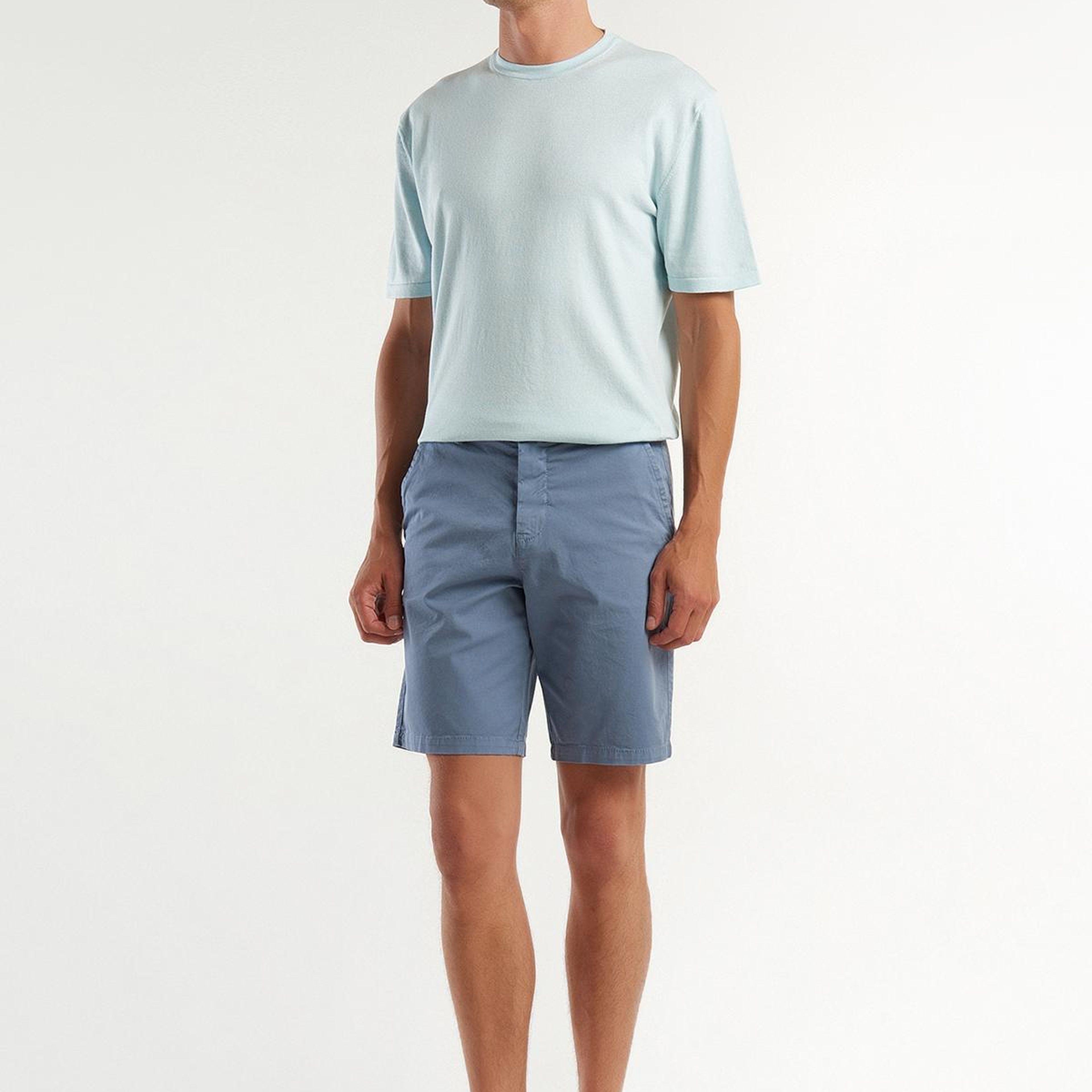 Erkek Gri Chino Bermuda