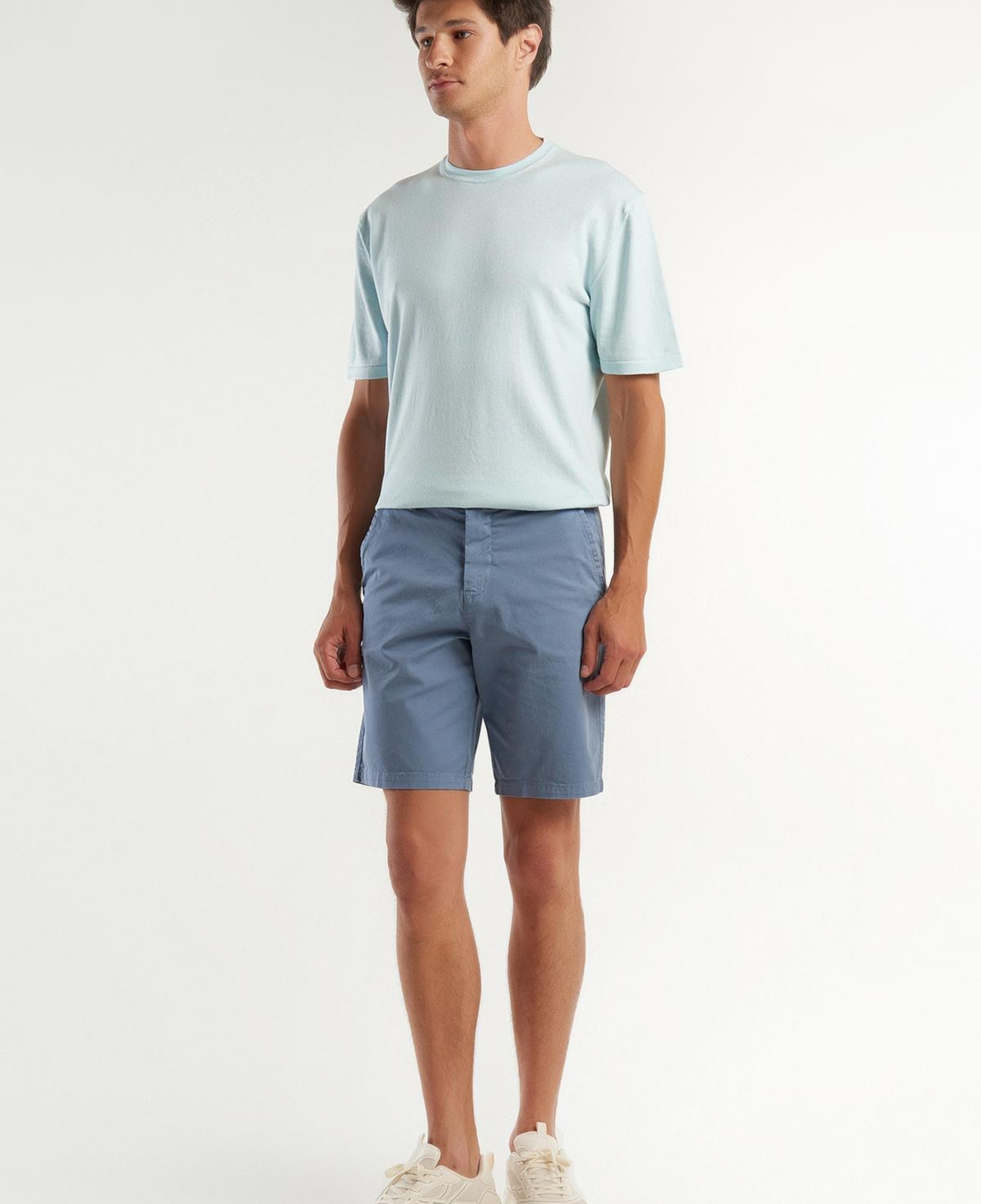 Erkek Gri Chino Bermuda