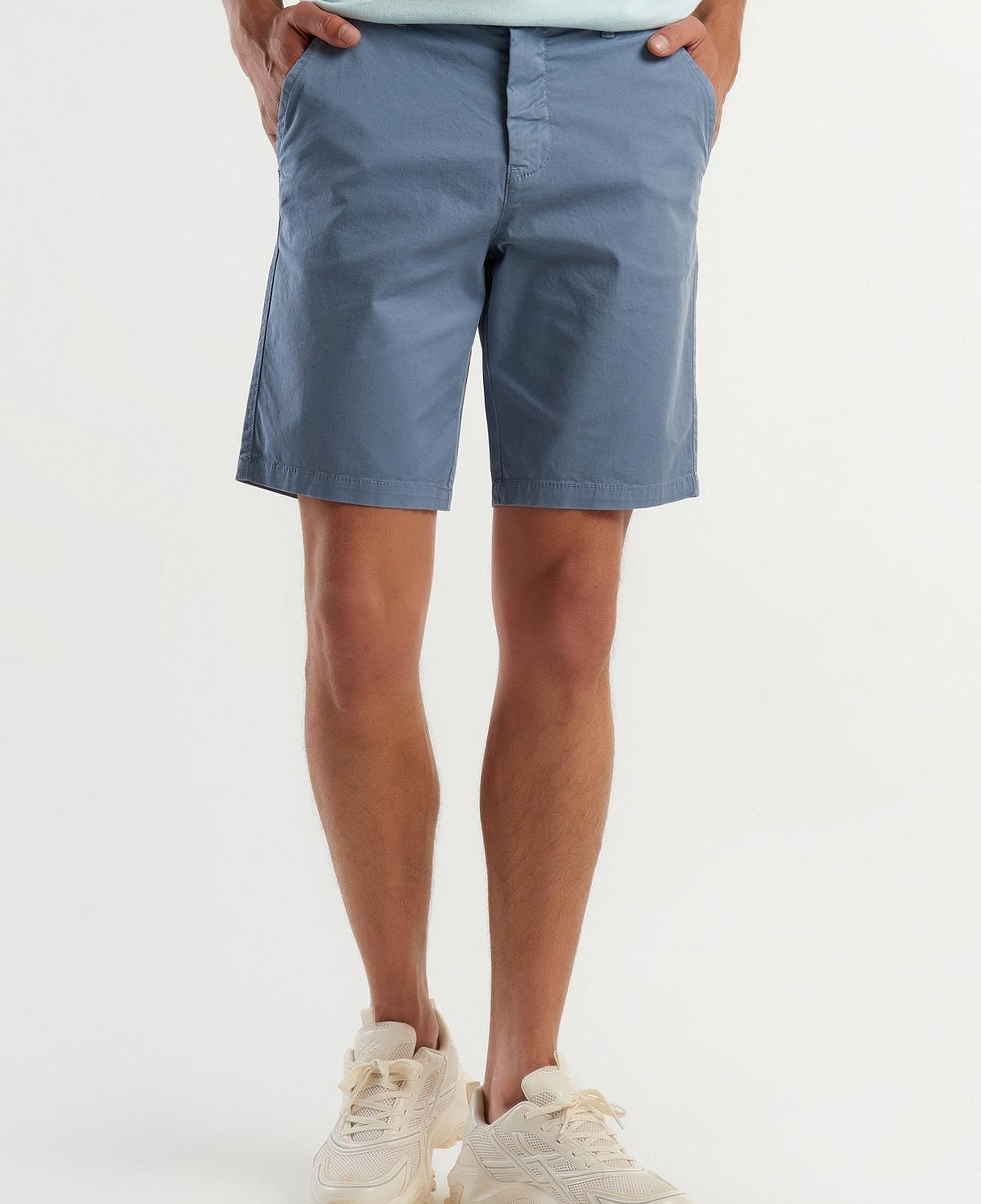 Erkek Gri Chino Bermuda