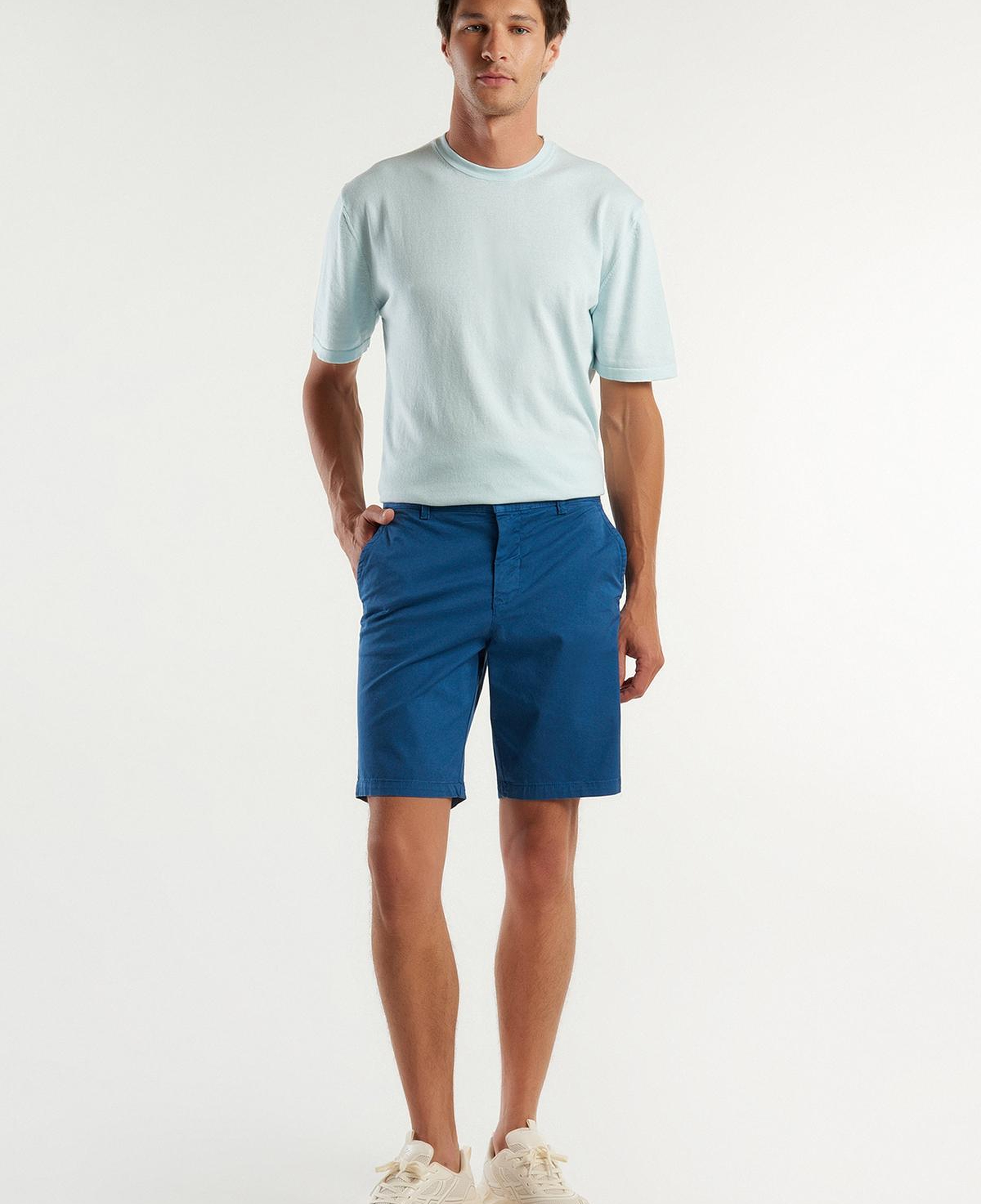 Erkek Gece Mavisi Chino Bermuda