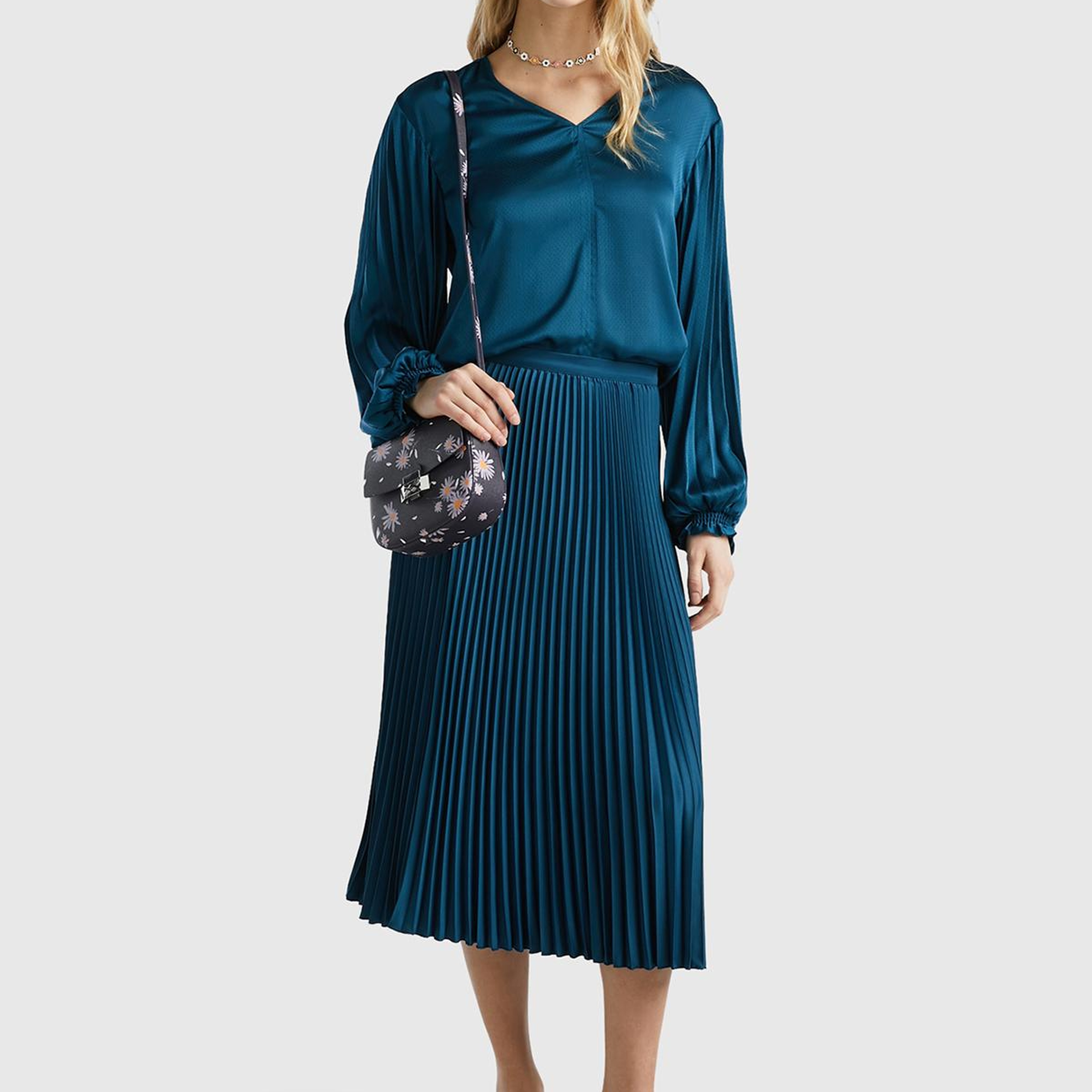 Kadın Petrol Mavisi Rahat Kesim Uzun Etek