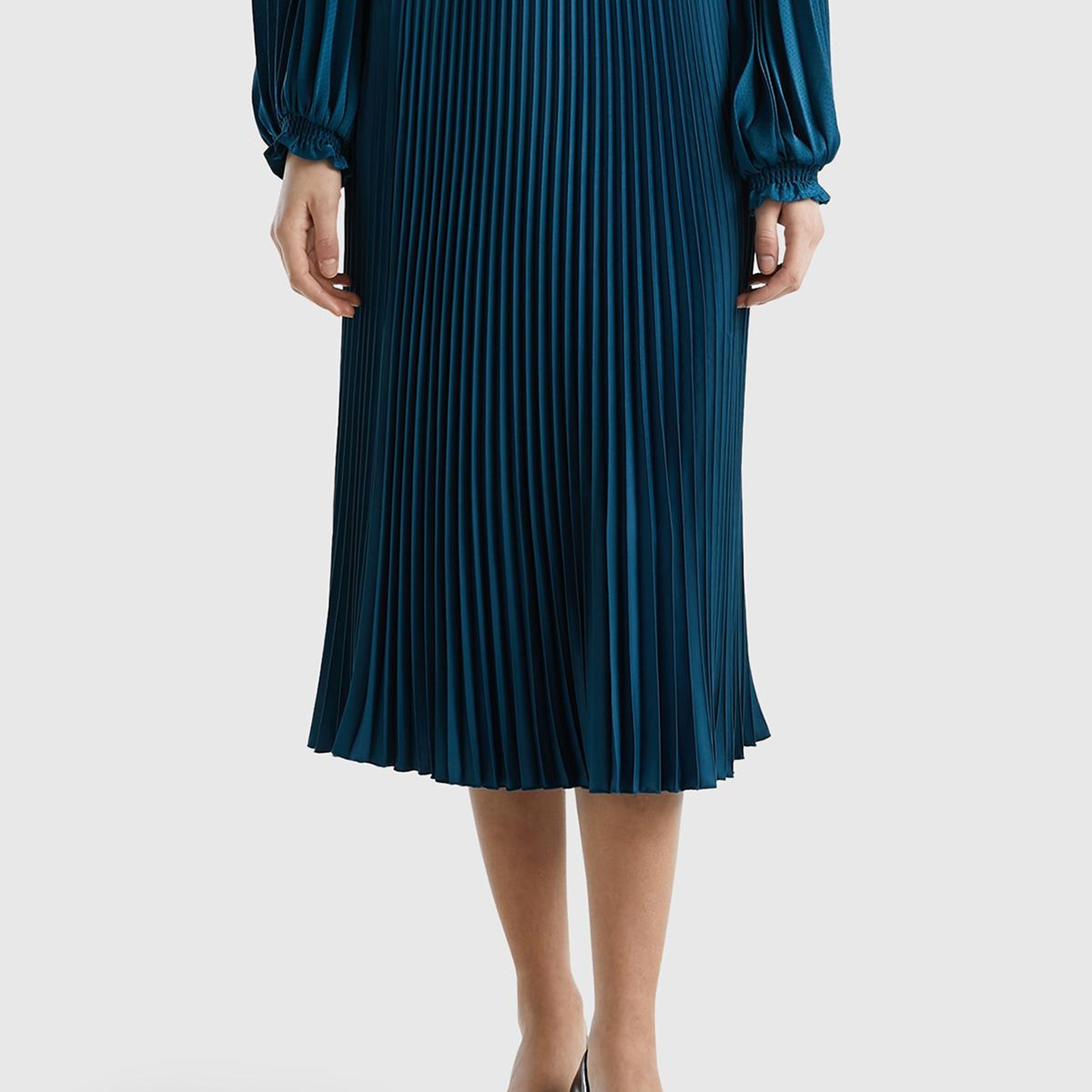 Kadın Petrol Mavisi Rahat Kesim Uzun Etek