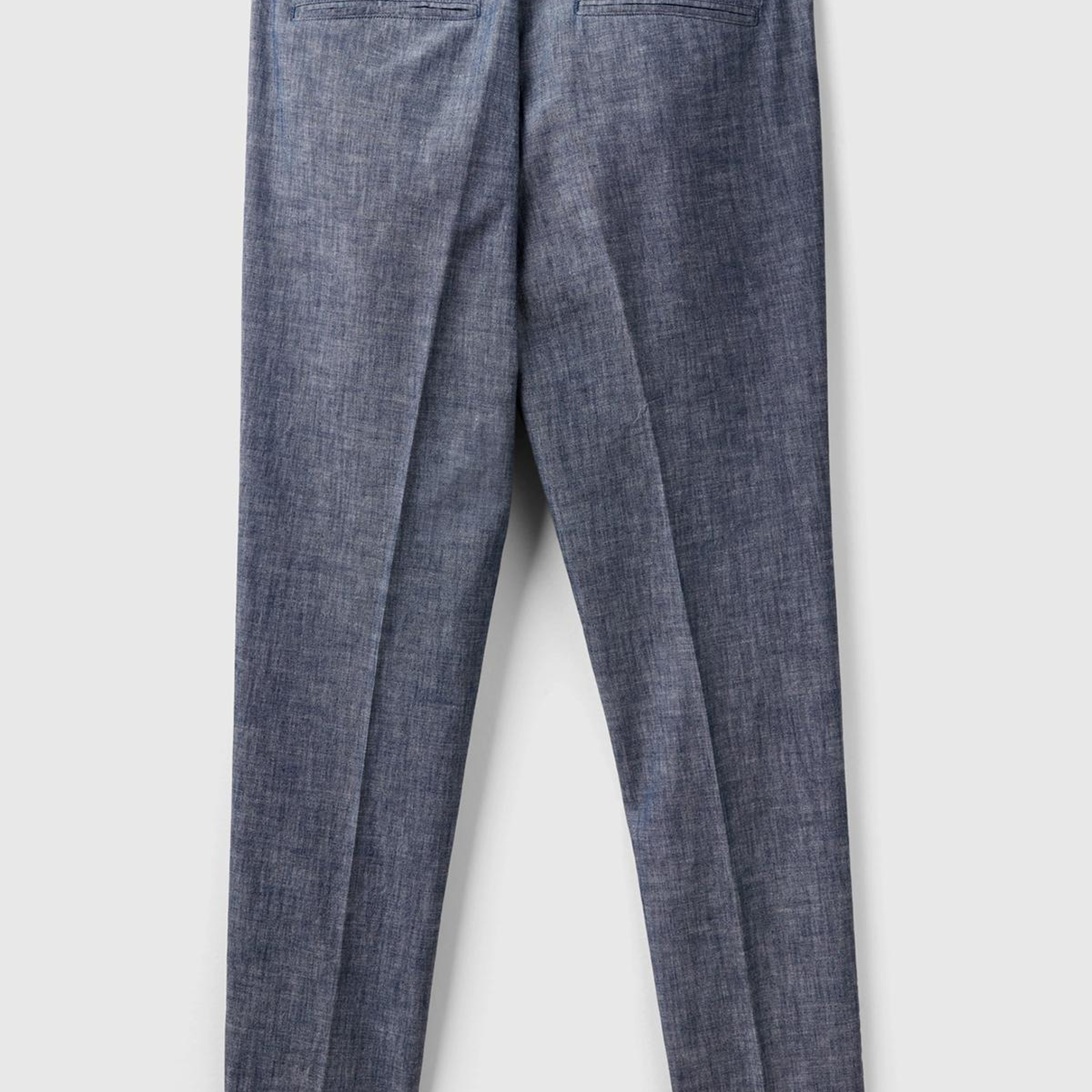 Erkek İndigo %100 Pamuk Önü Pileli 4 Cepli Pantolon