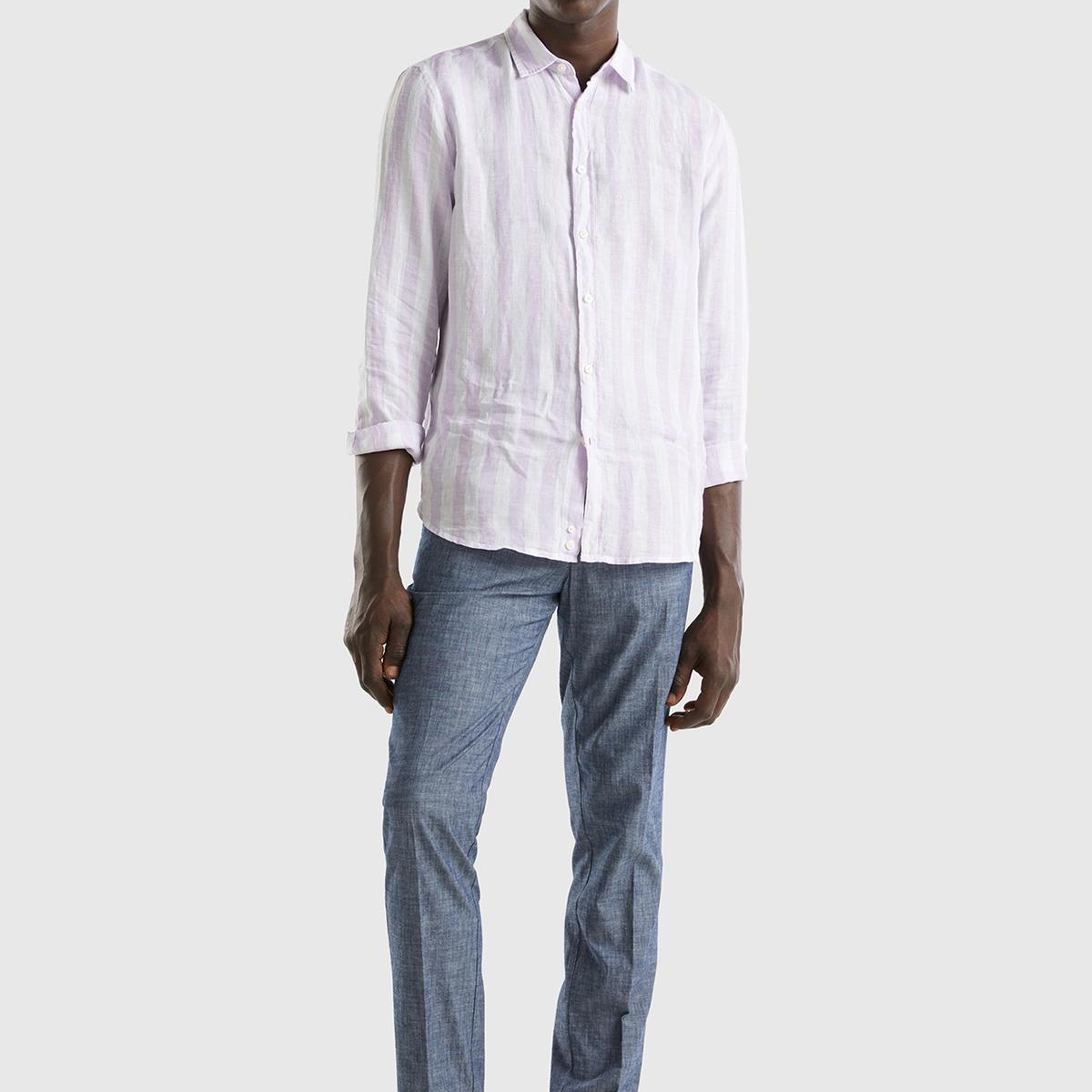 Erkek İndigo %100 Pamuk Önü Pileli 4 Cepli Pantolon