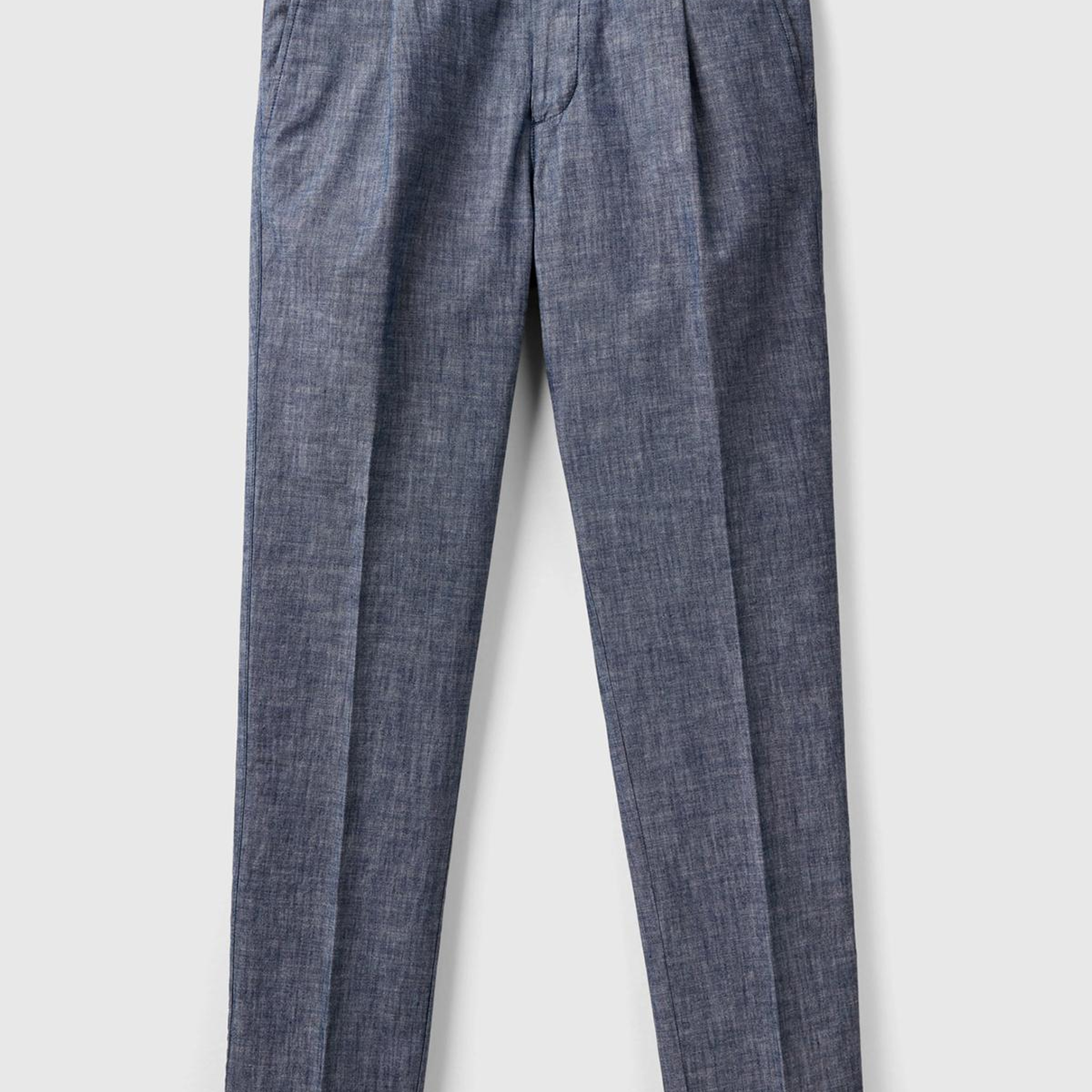 Erkek İndigo %100 Pamuk Önü Pileli 4 Cepli Pantolon