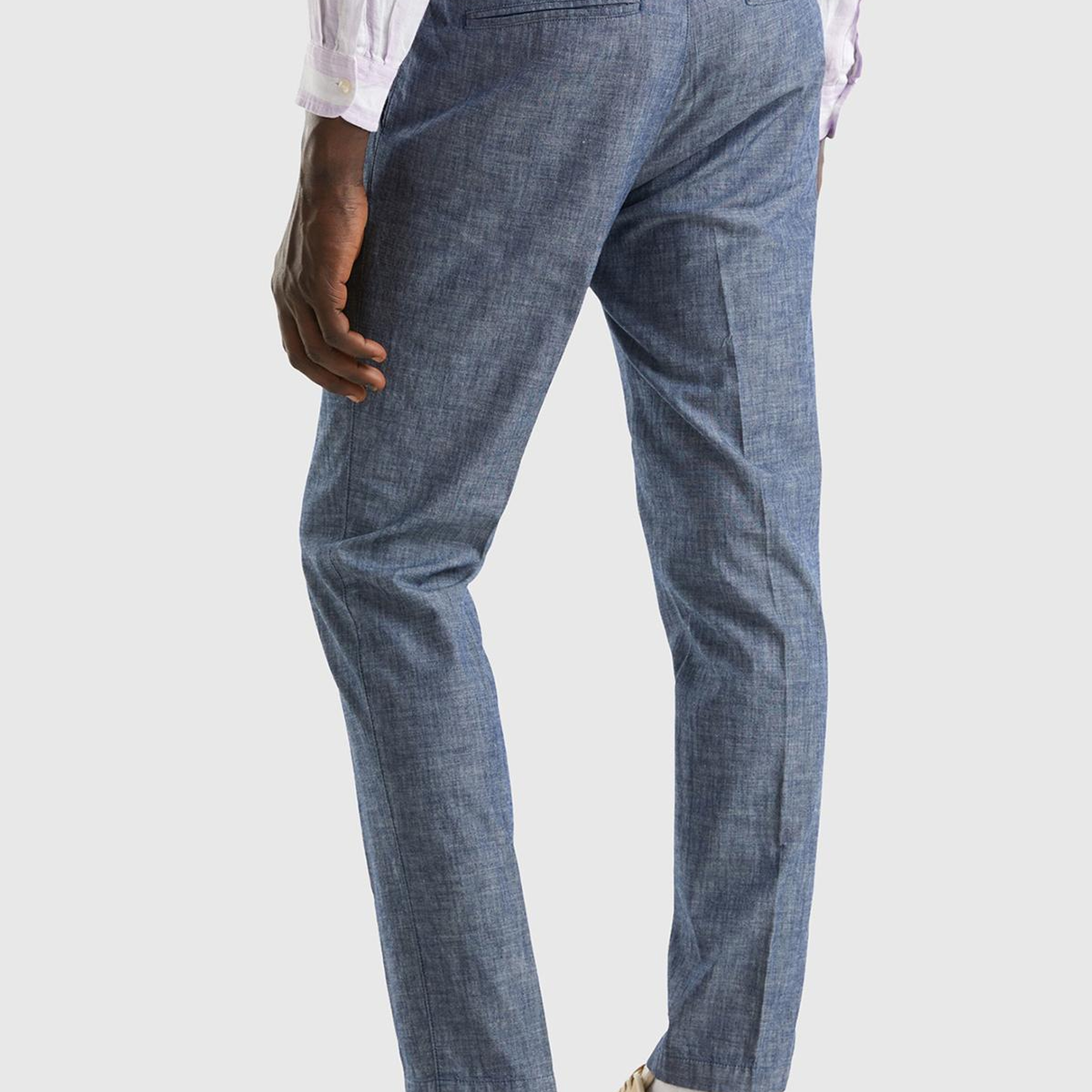 Erkek İndigo %100 Pamuk Önü Pileli 4 Cepli Pantolon