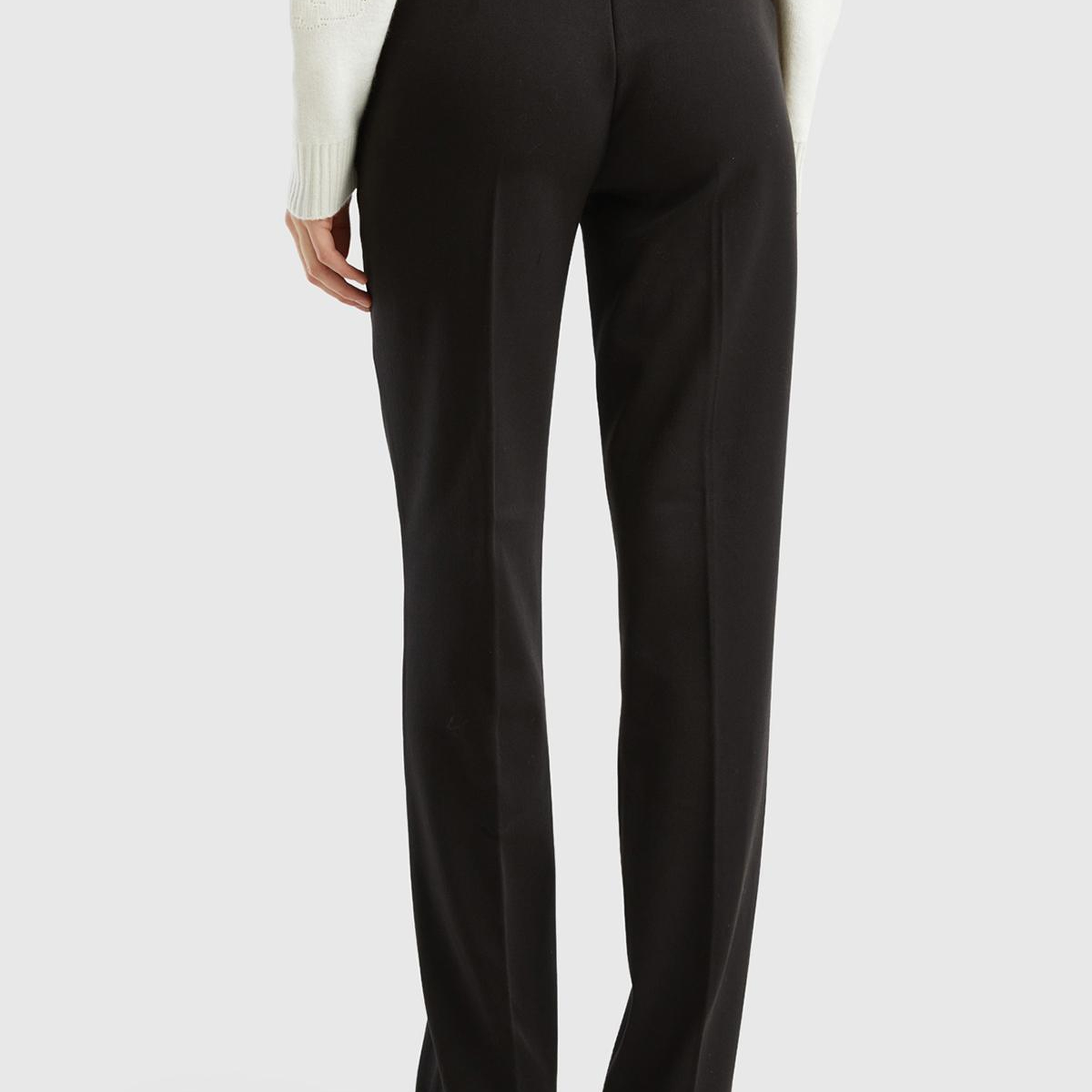 Kadın Siyah Viskoz Karışımlı Beli Kalın Bantlı Cepli Pantolon