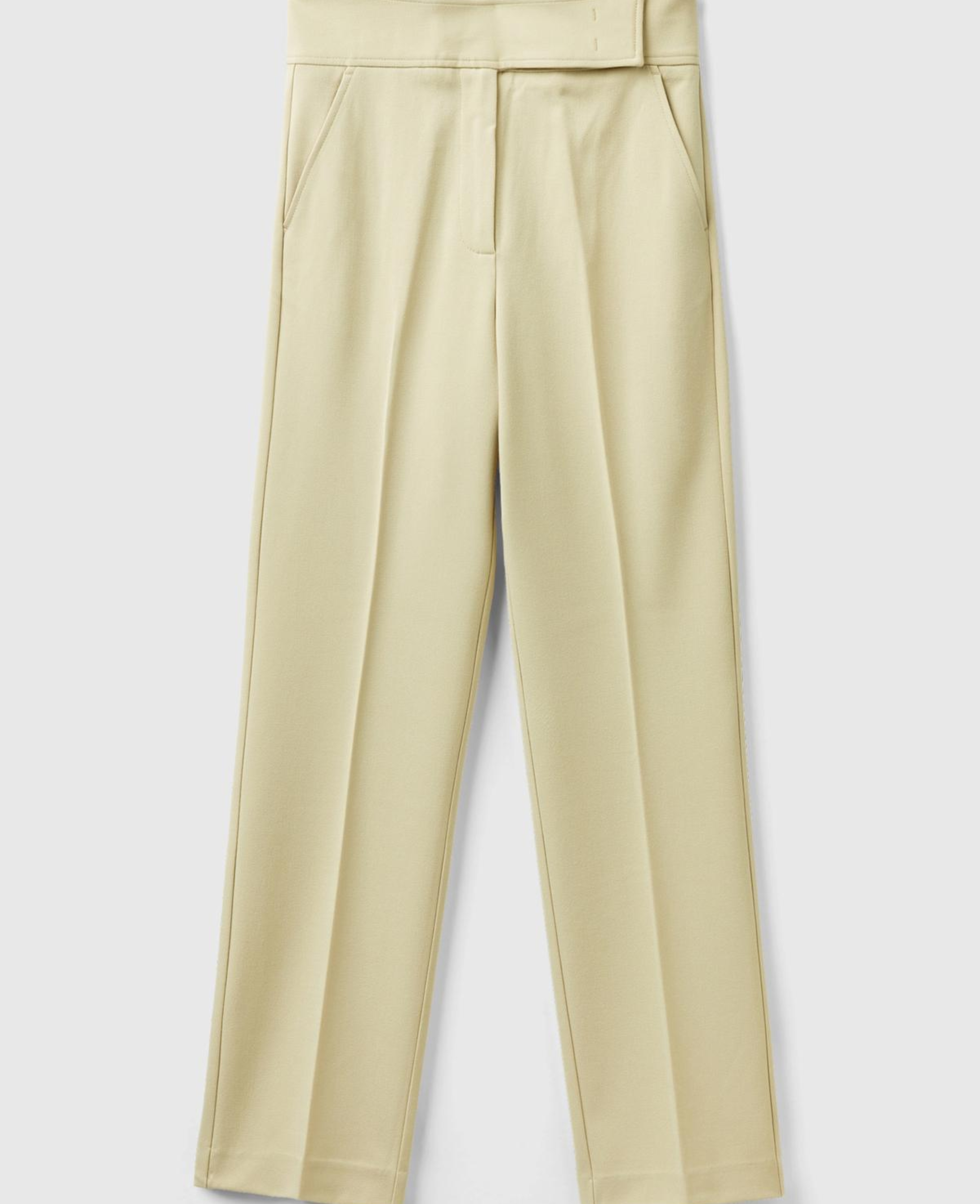 Kadın Bej Viskoz Karışımlı Beli Kalın Bantlı Cepli Pantolon