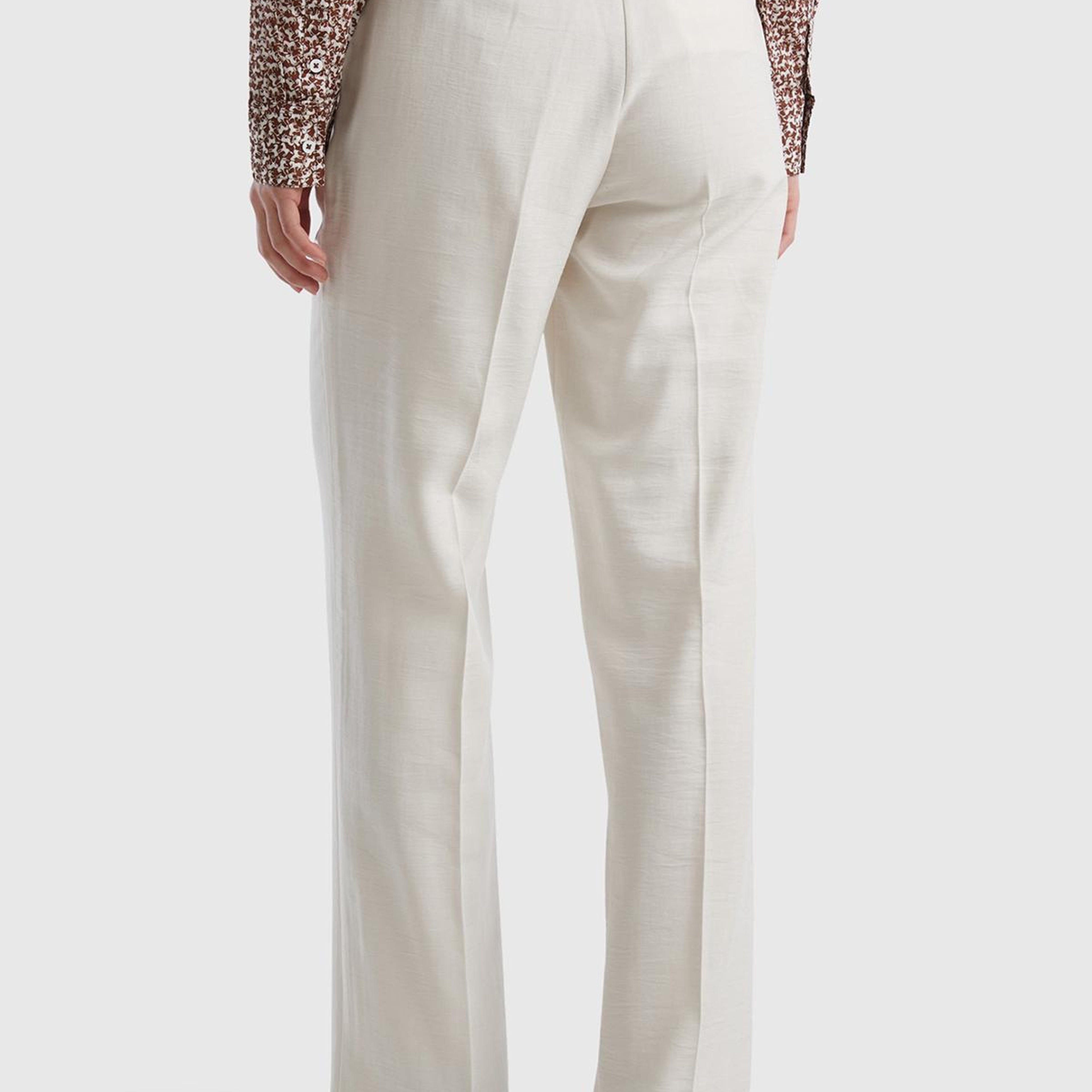 Kadın Krem Viskoz Karışımlı Bol Paça Pantolon