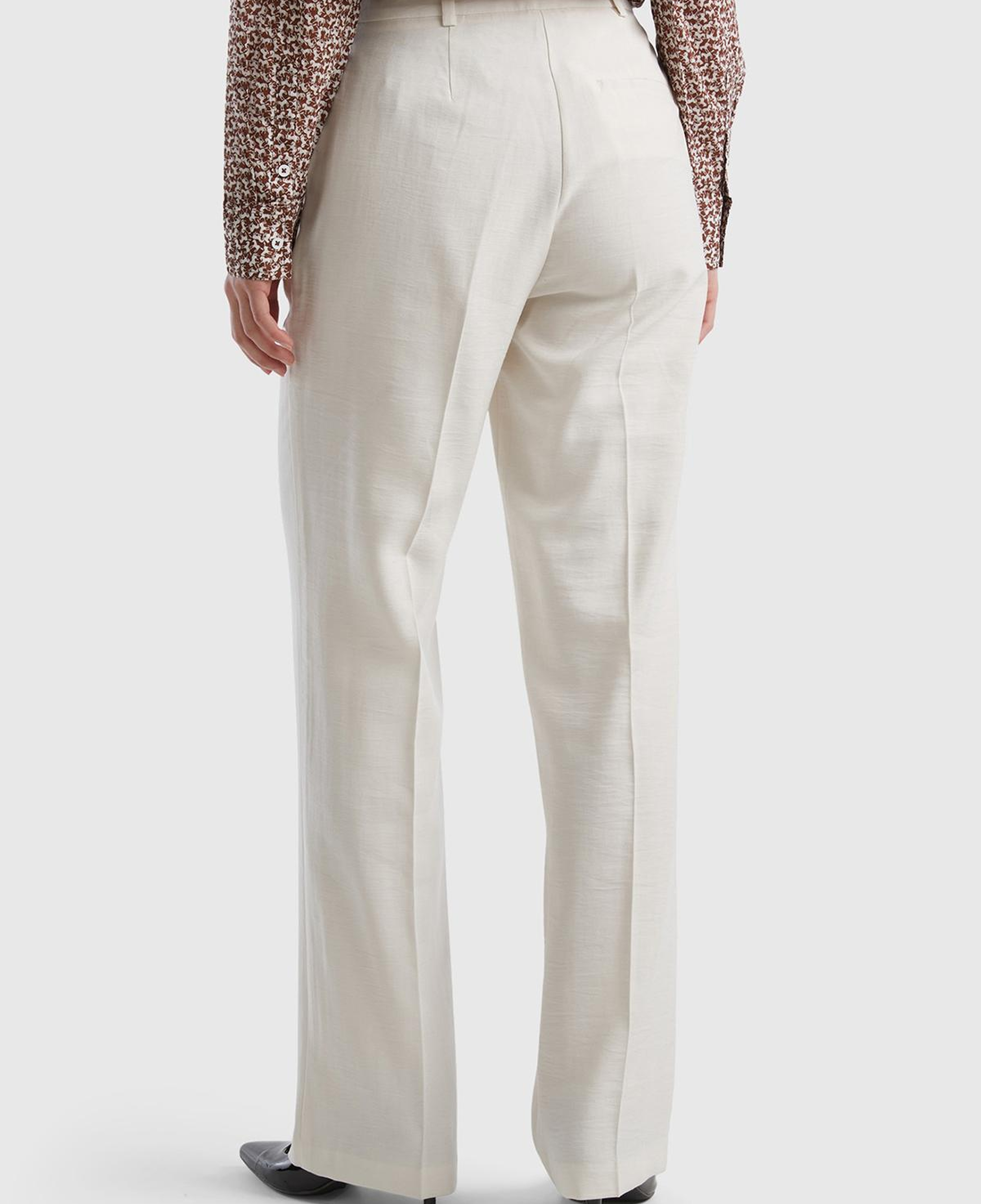 Kadın Krem Viskoz Karışımlı Bol Paça Pantolon