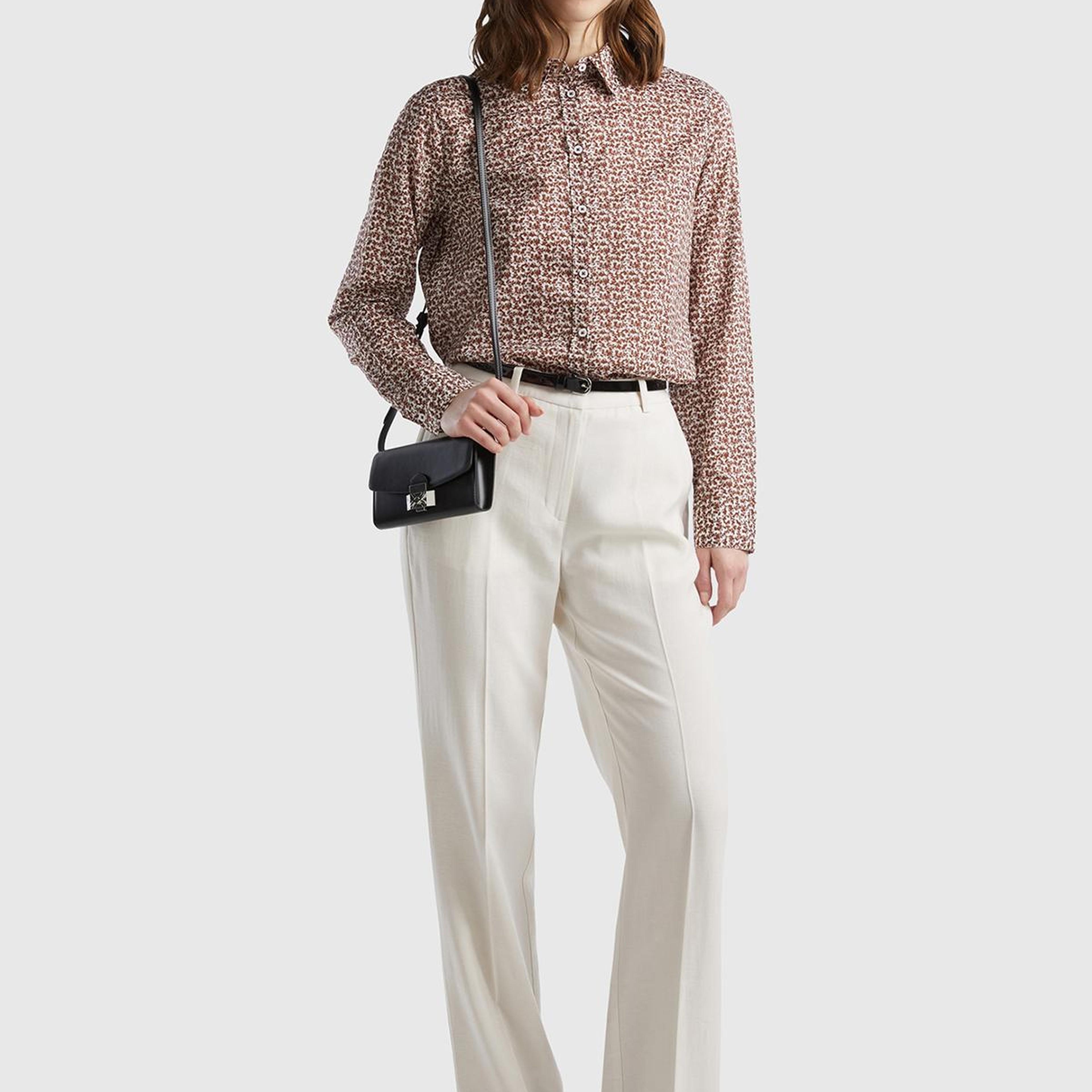 Kadın Krem Viskoz Karışımlı Bol Paça Pantolon